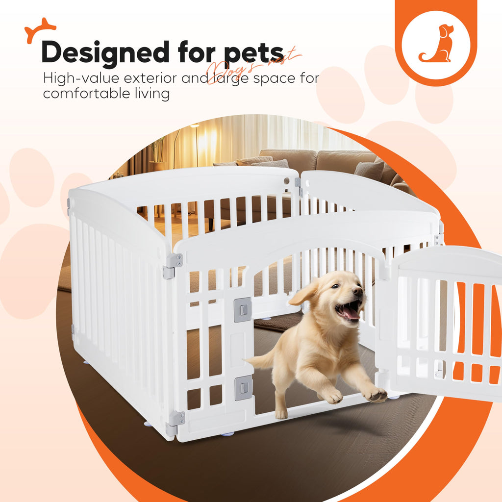 Dog Playpen 24 Inch 8 Panels, Ideal Dog Fence for Puppy/Small Dogs Indoor & Outdoor Bliss, Perfect Dog Pen for Camping, Yard, RV, Garden Fence, Black