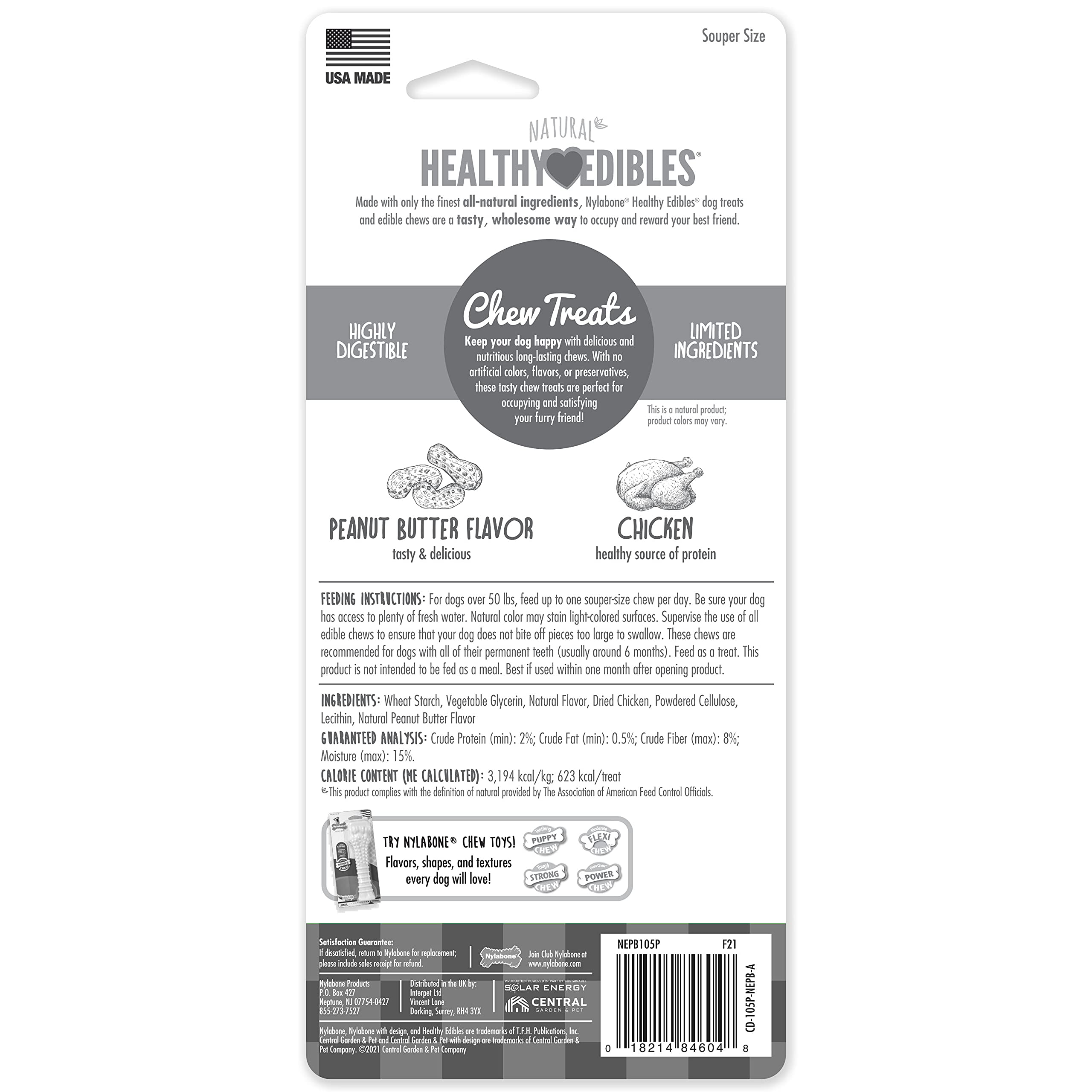 Nylabone Healthy Edibles Natural Dog Chews Long Lasting Bacon Flavor Treats for Dogs, X-Large/Souper (1 Count)