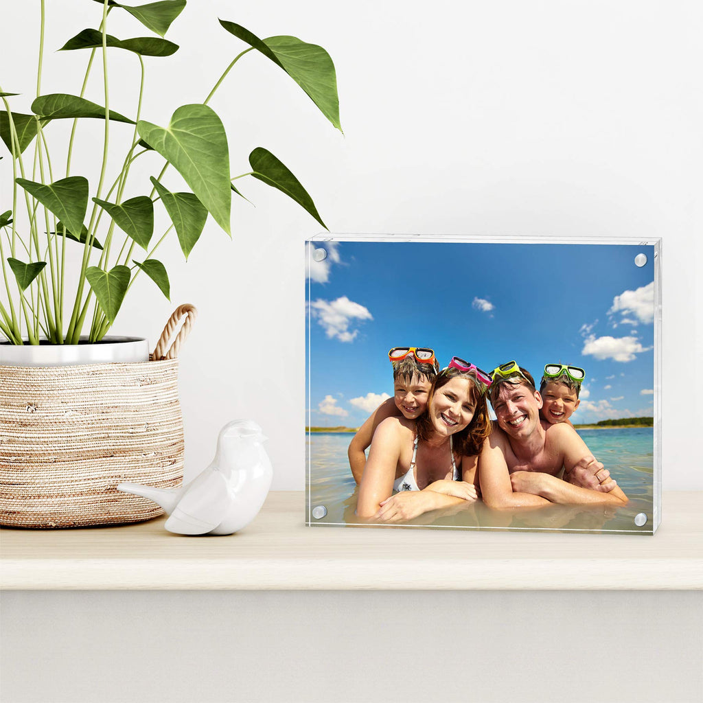 Americanflat 3.5x5 Acrylic Picture Frame - Double Sided Frames with Magnetic Corners - Transparent Acrylic Frames for Desk or Tabletop Display - 3.5x5 Picture Frame with Microfiber Cloth Included