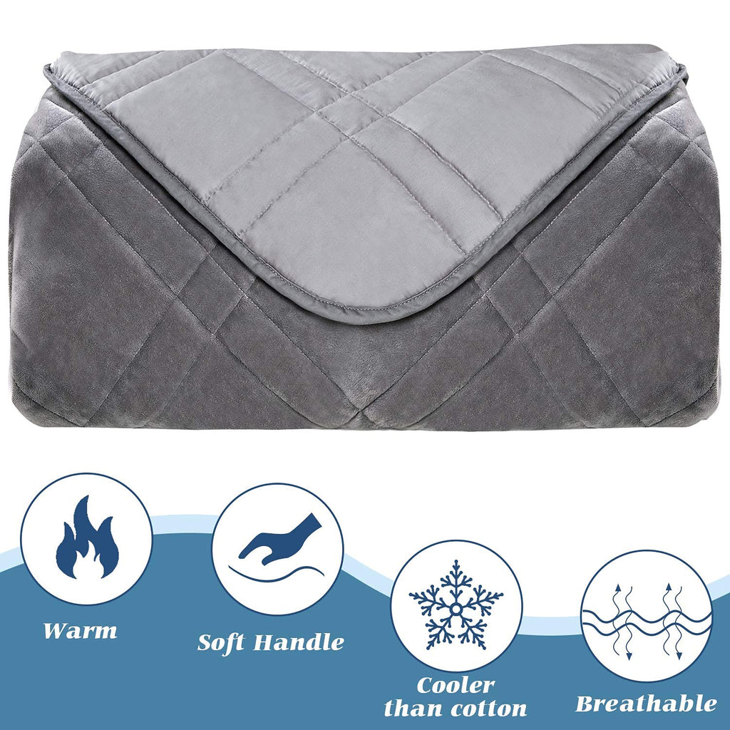 OMYSTYLE Reversible Weighted Blanket 48''x72'' 15lbs for Adults, Warm Short Plush and Cool Tencel Fabric Double-Sided Weighted Blanket for All Season Use - Carry Bag Included