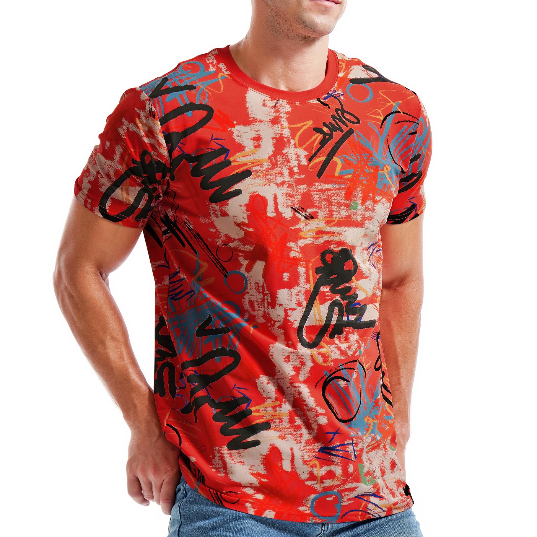 YININF Mens Hipster Hip Hop Short Sleeve Print T-Shirt Shirts Men