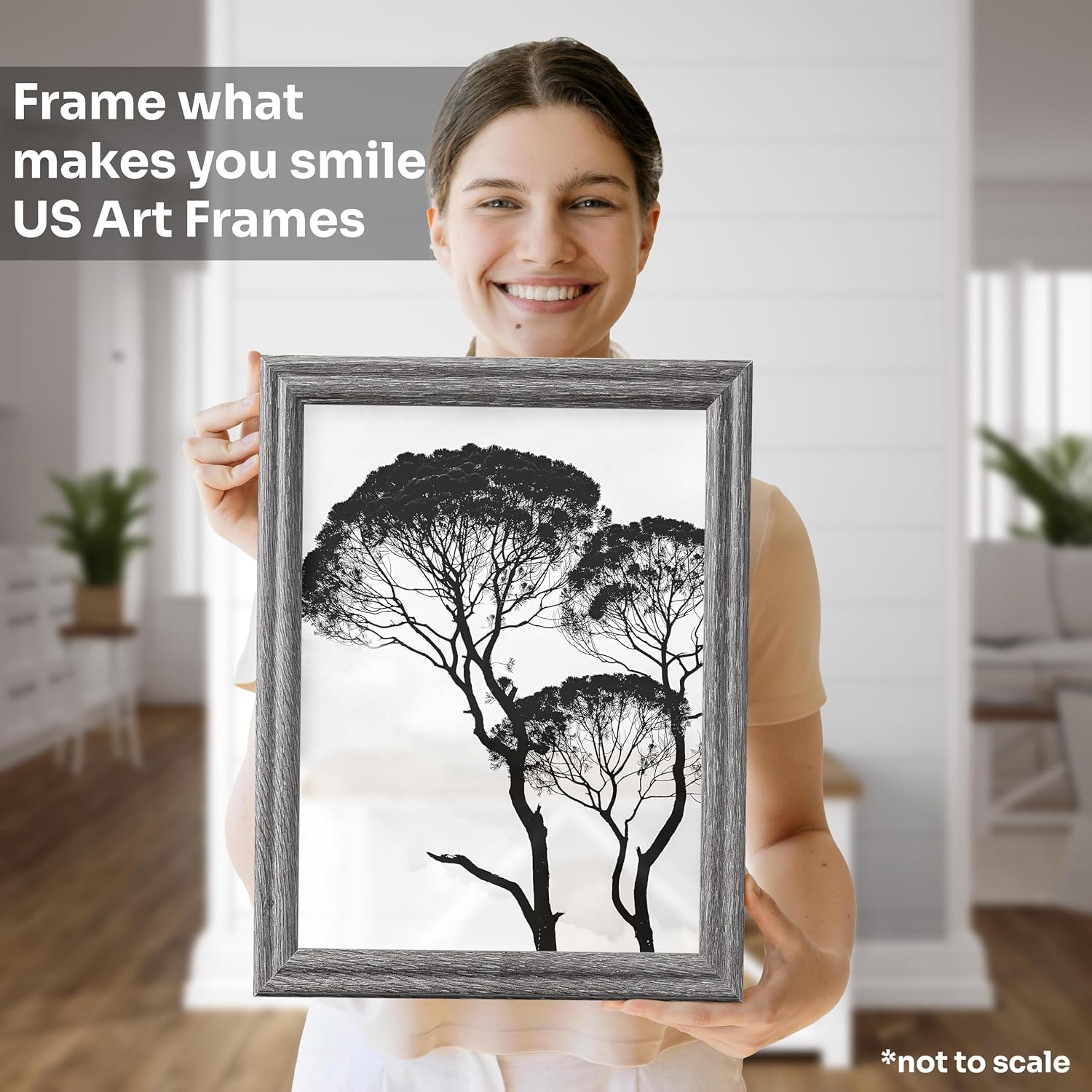 Barnwood Gray A1 Picture Frame .75" Inch Wide - Handmade American Solid Wood Picture Frames with Preinstalled Hangers and UV Blocking Plexiglass Frames