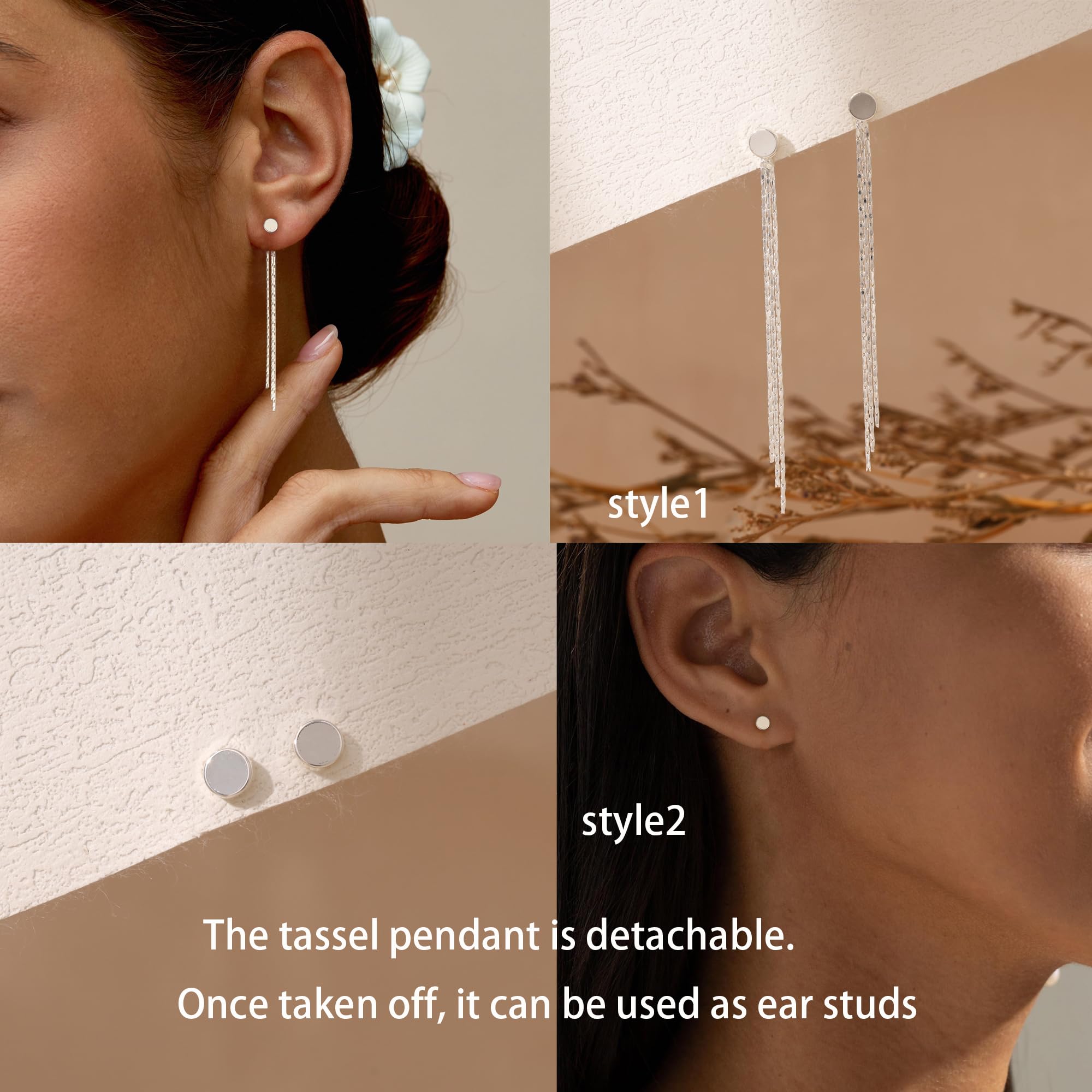 Gold Earrings for Women, 14K Gold Plated Tassel Dangle Earrings for Women Trendy Hypoallergenic Long Chain Earring Dainty Pearl Drop Earrings Elegant Wedding Earring Fashion Jewelry for Womens