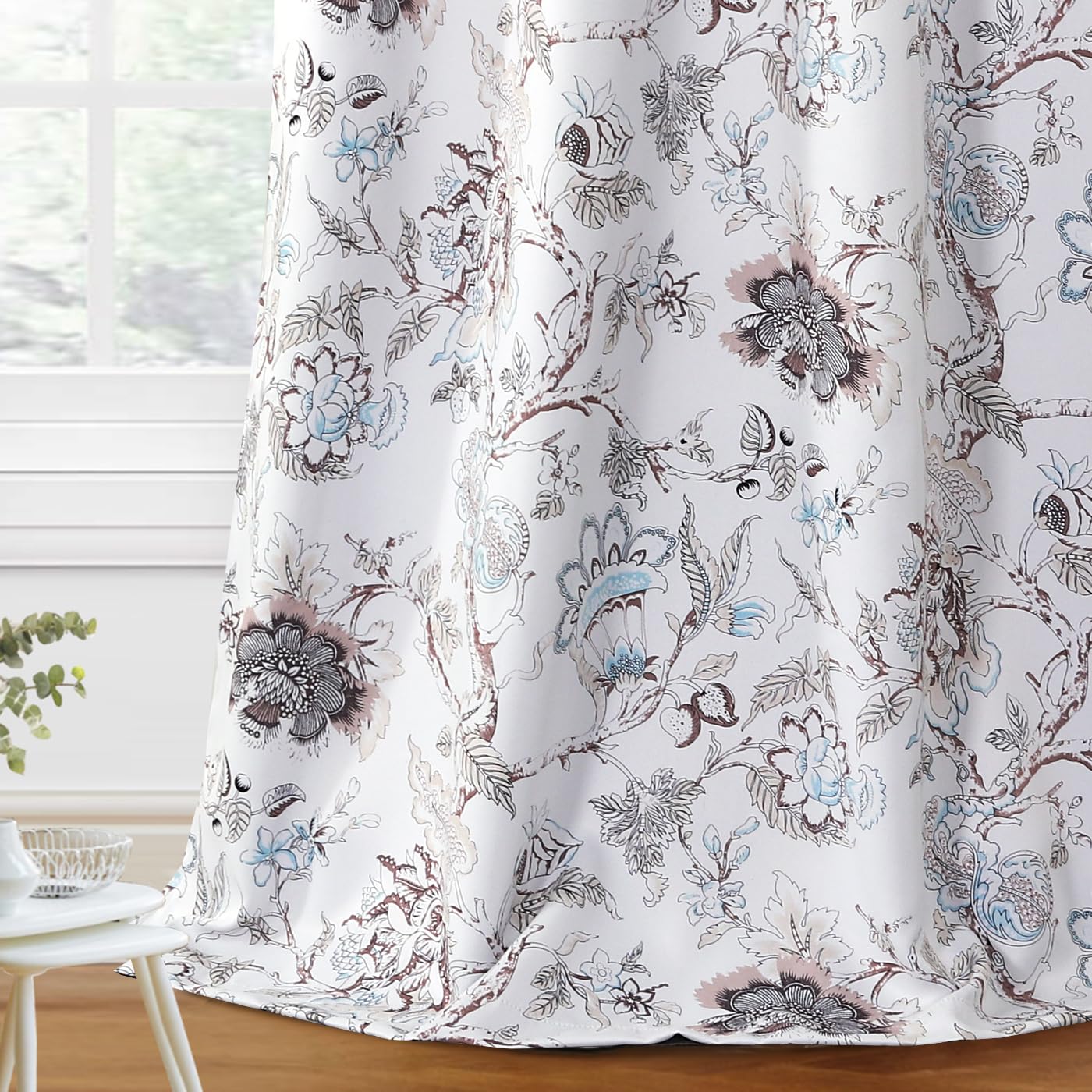 H.VERSAILTEX Blackout Curtains 63 Inch Length 2 Panels Set Floral Print Curtain Drapes for Living Room Thermal Insulated Grommet Window Curtains for Bedroom - Traditional Floral in Antique Green