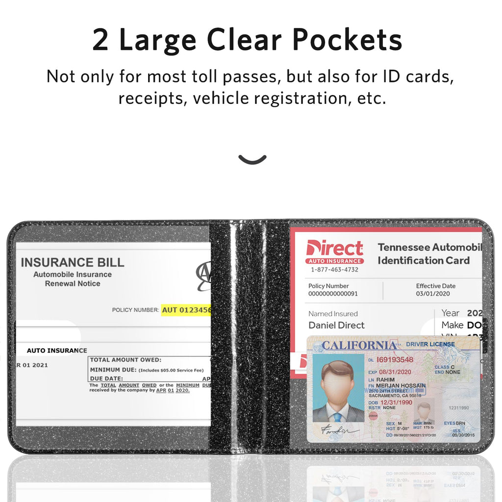 CoBak Car Registration and Insurance Holder - Men and Women Small Lightweight Vehicle Glove Box Car Organizer, Auto Truck Comparment Accessories Case for Essential Document, Driver License (Black)