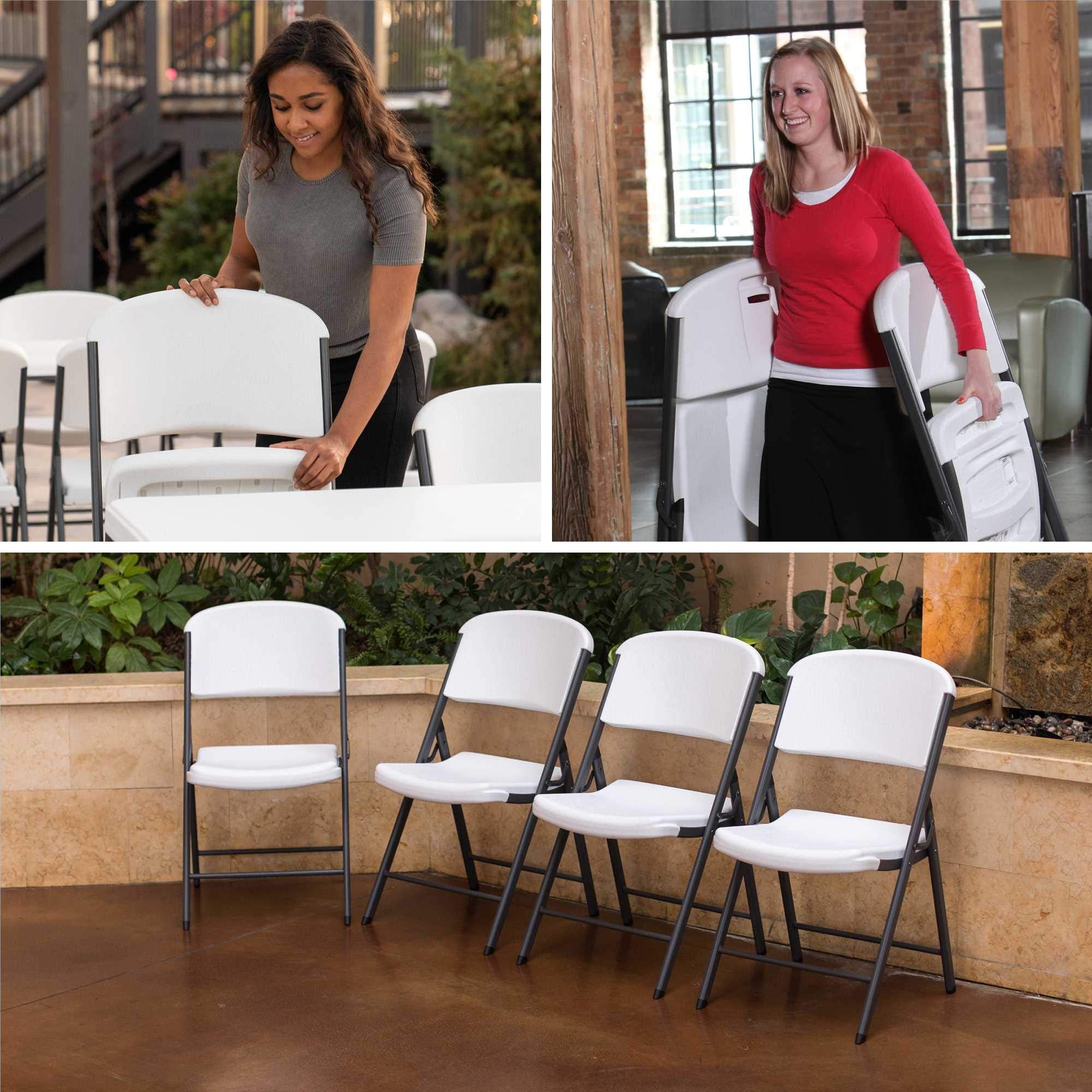 LIFETIME 42803 Commercial Grade Folding Chairs, 4 Pack, Almond