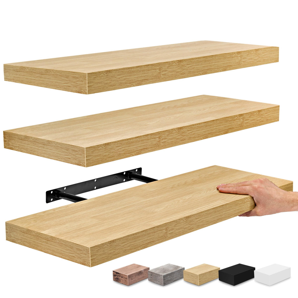 Sorbus Floating Shelves for Wall - 24" Bathroom Shelves, Wall Decor for Bedroom, Kitchen, Living Room, Home Decor & Book Storage - Mounted Floating Shelf with Invisible Brackets (Black, 2 Pack)