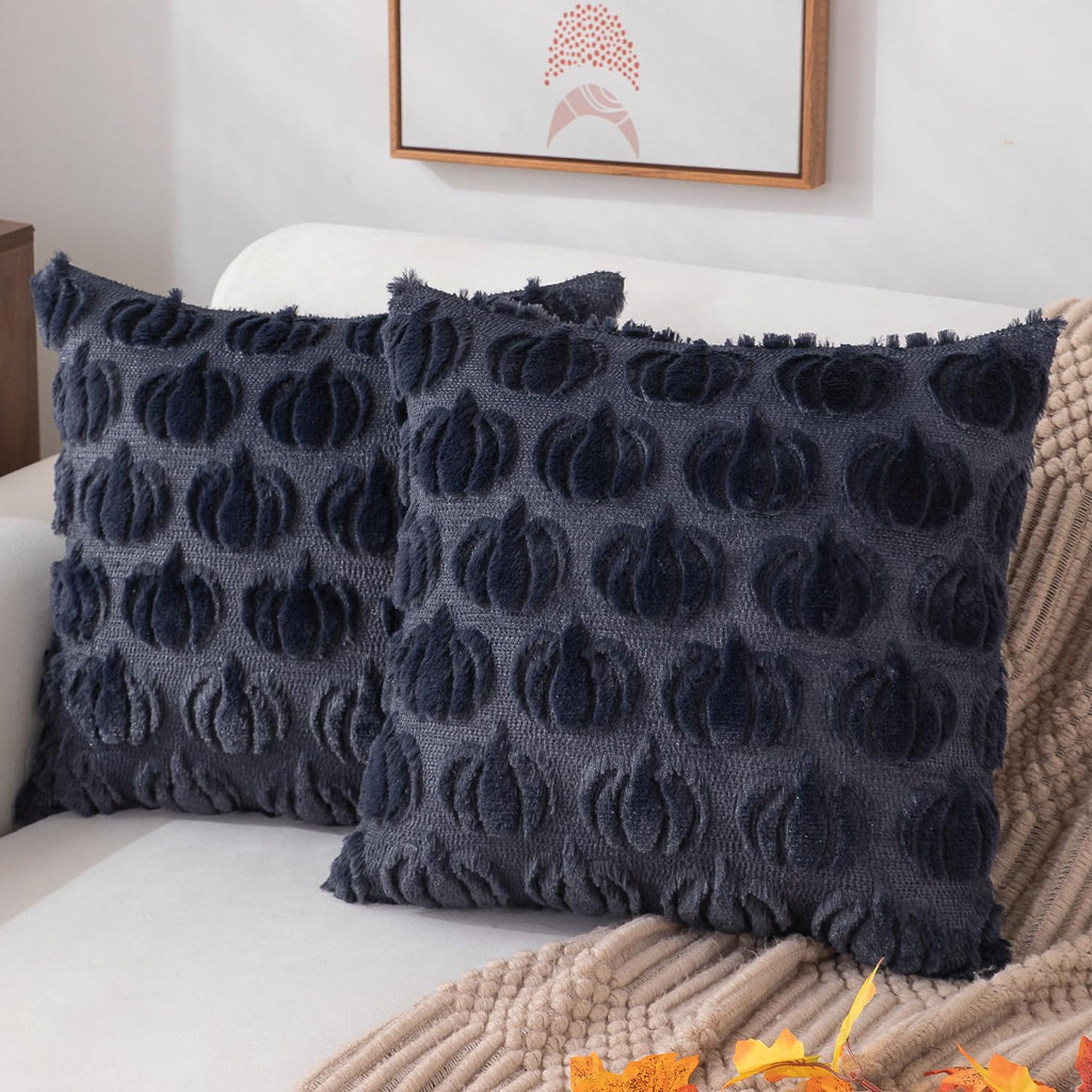 DFXSZ Fall Pillow Covers 16x16 Set of 2 Fall Decorations Autumn Beige Pumpkin Throw Pillow Cases Soft Plush Faux Fur Wool Couch Cushion Case for Chair Sofa Bedroom Living Room Home Decor PTK02B16