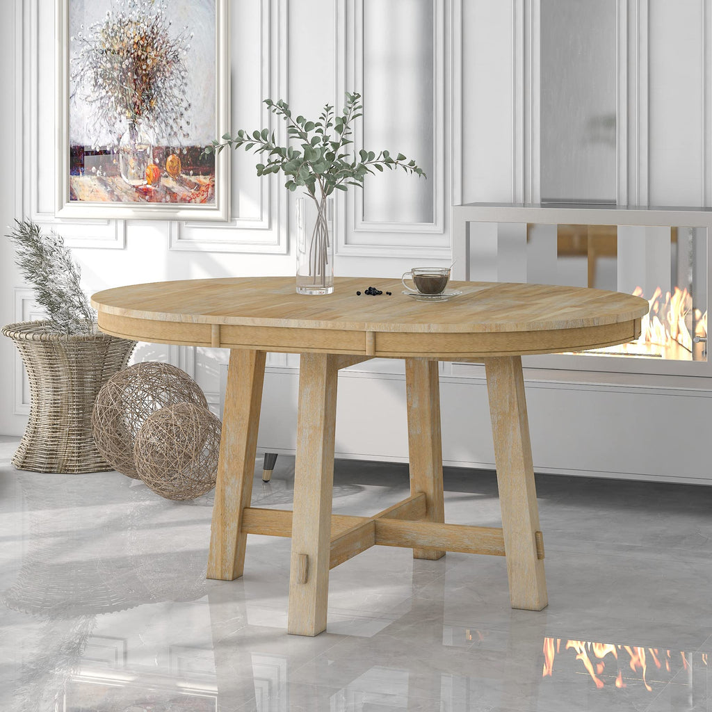 LUMISOL Round Dining Table for 4-6 People, 41"-57" Extendable Kitchen Table with 16" Removable Leaf for Small Places, Kitchen, Dining Room, Espresso