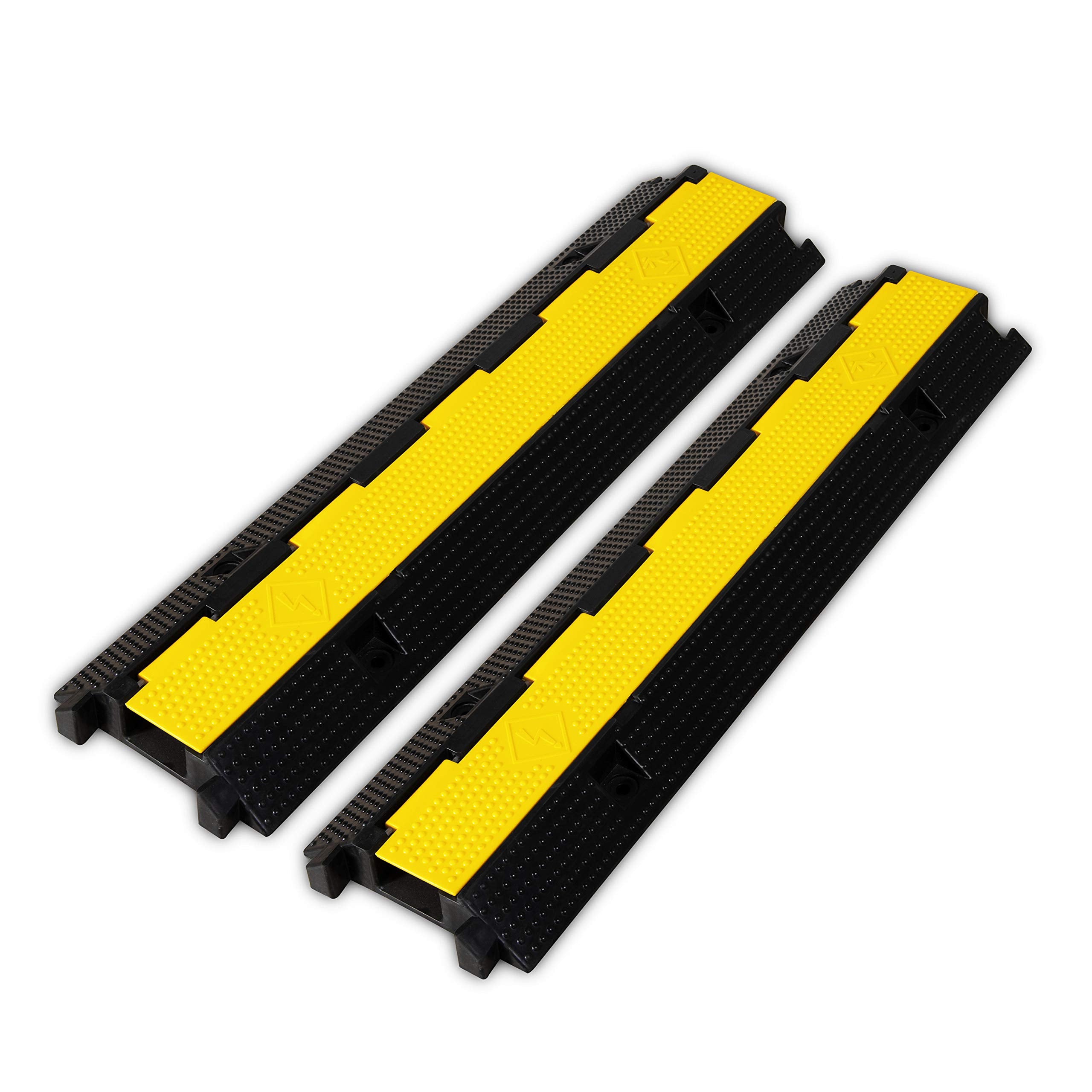 4 Pack Rubber Cable Ramp Hose Cable Protector Ramp 1 Channel 11000Lbs Load Capacity Traffic Speed Bump Wires Power Lines Extension Cord Cover for Indoor Outdoor