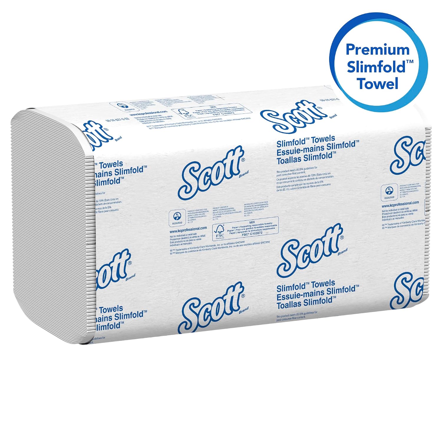 Scott Professional Pro Slimfold Folded Paper Towels, Bulk (04442), Absorbency Pockets, White, for Compatible Kimberly-Clark Professional Dispensers (24 Packs of 90 Sheets, 2,160 Sheet Total)