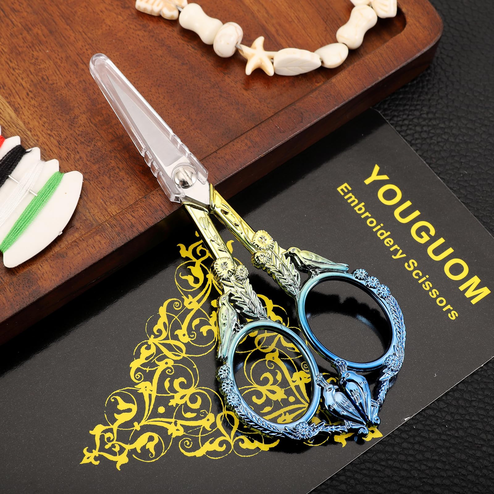 YOUGUOM Small Craft Scissors, Little Travel Sharp Embroidery Scissors All Purpose, Straight Tips Mini Sewing Shears, Precision Detail Thread Cutting Snips