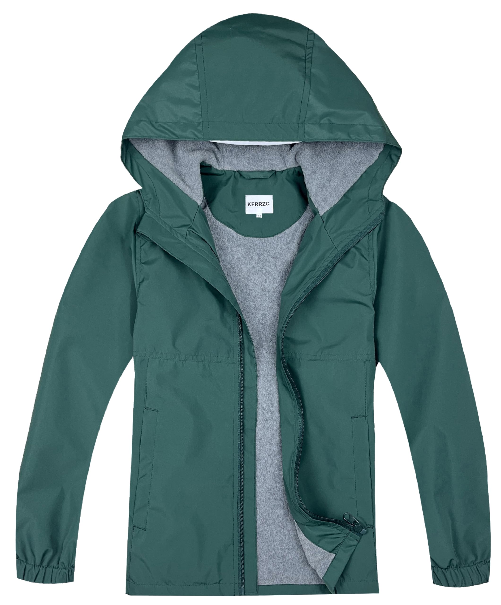 Boys Girls Rain Jackets Waterproof Hooded Fleece Raincoats Lightweight Windbreakers for Kids