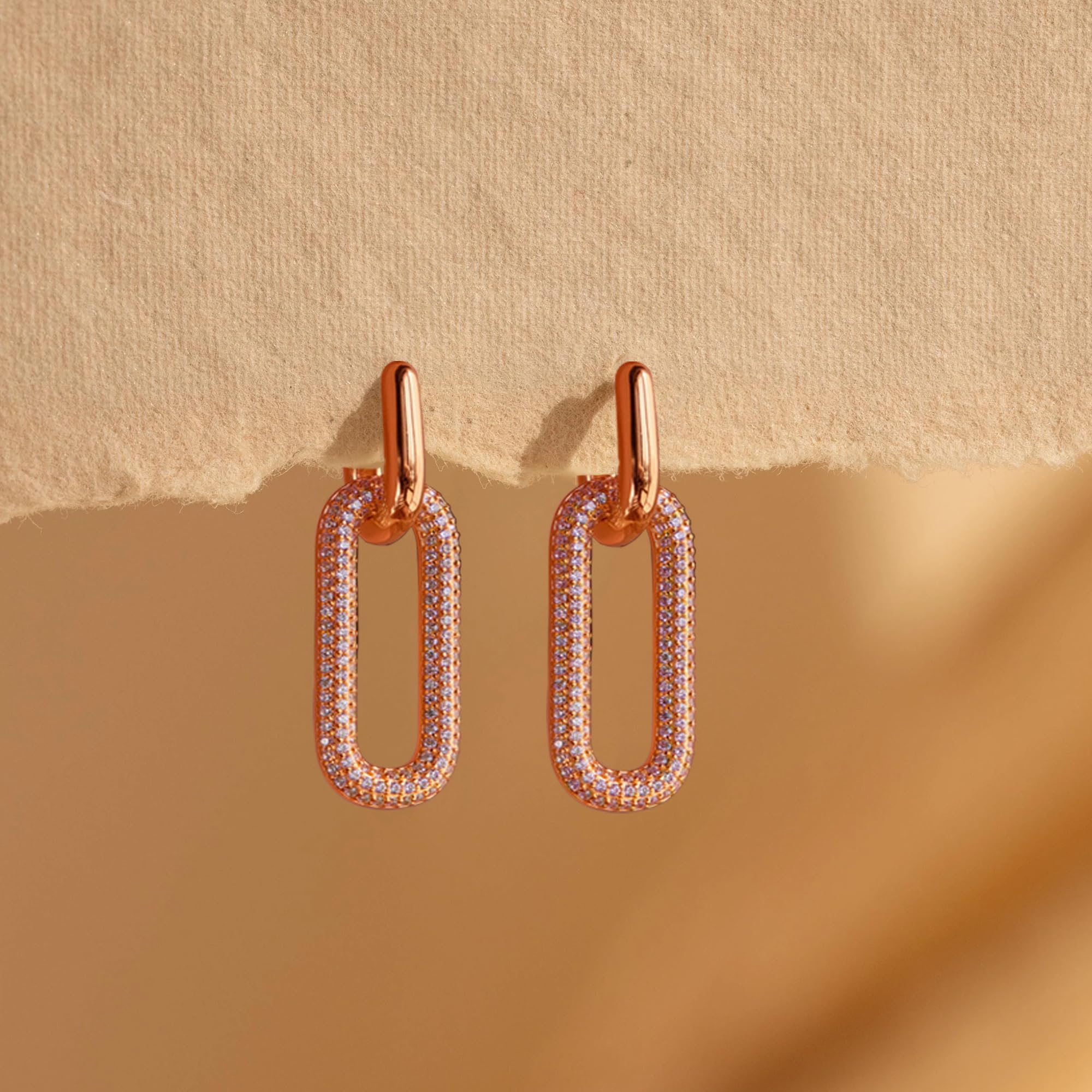 Gold Earrings for Women Trendy, Simple Dainty 14K Gold Plated Paperclip Square Chain Link Dangle Hoops Earrings Pin Stud Huggie Earrings Lightweight Hypoallergenic Minimalist Aesthetic Gold Jewelry for Christmas Gifts