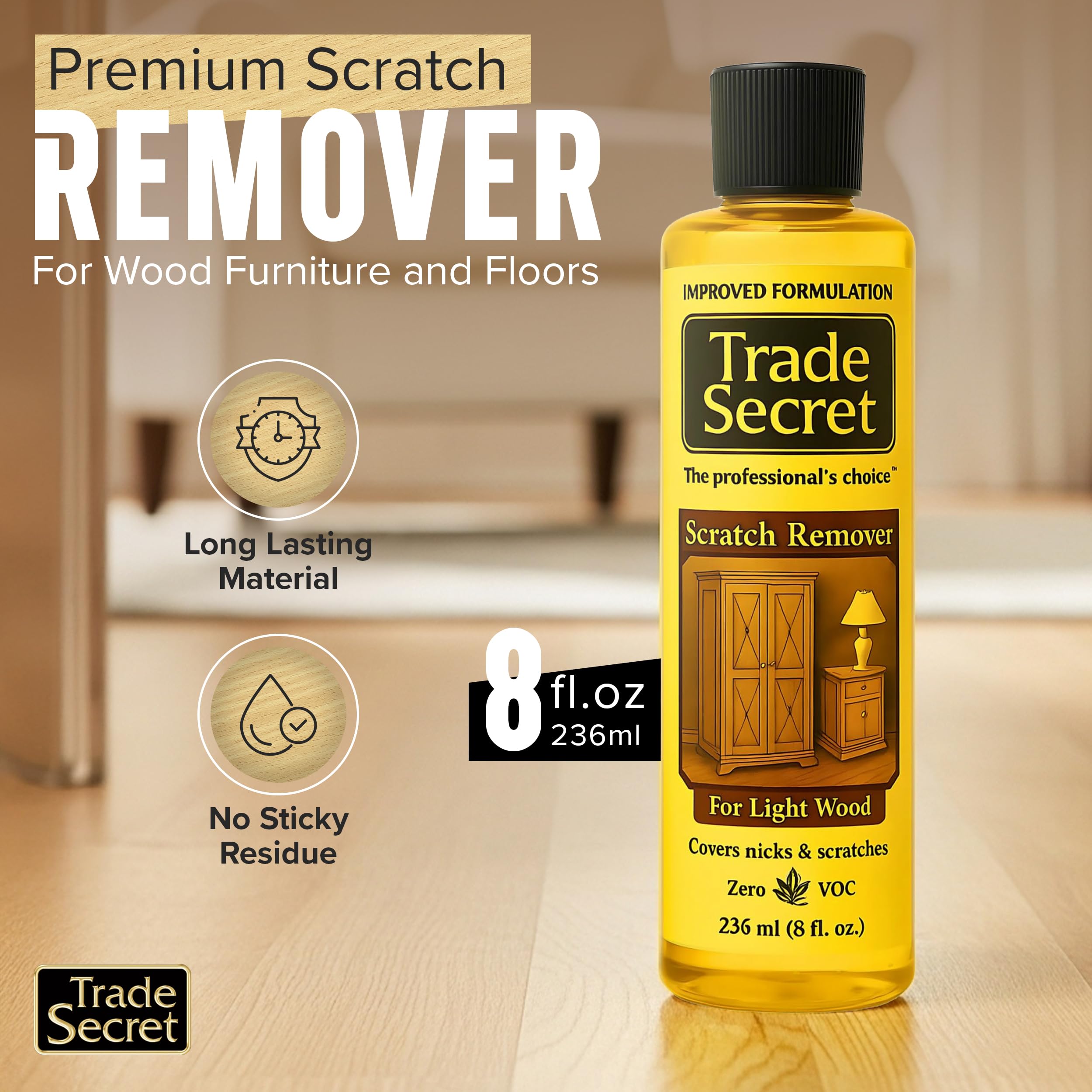 Trade Secret Scratch Concealer for Dark Wood Furniture & Floors – Dark Brown Shade Stain Covers Nicks, Scuffs, Dog & Cat Scratches, Minor Defects – Real Wood Only
