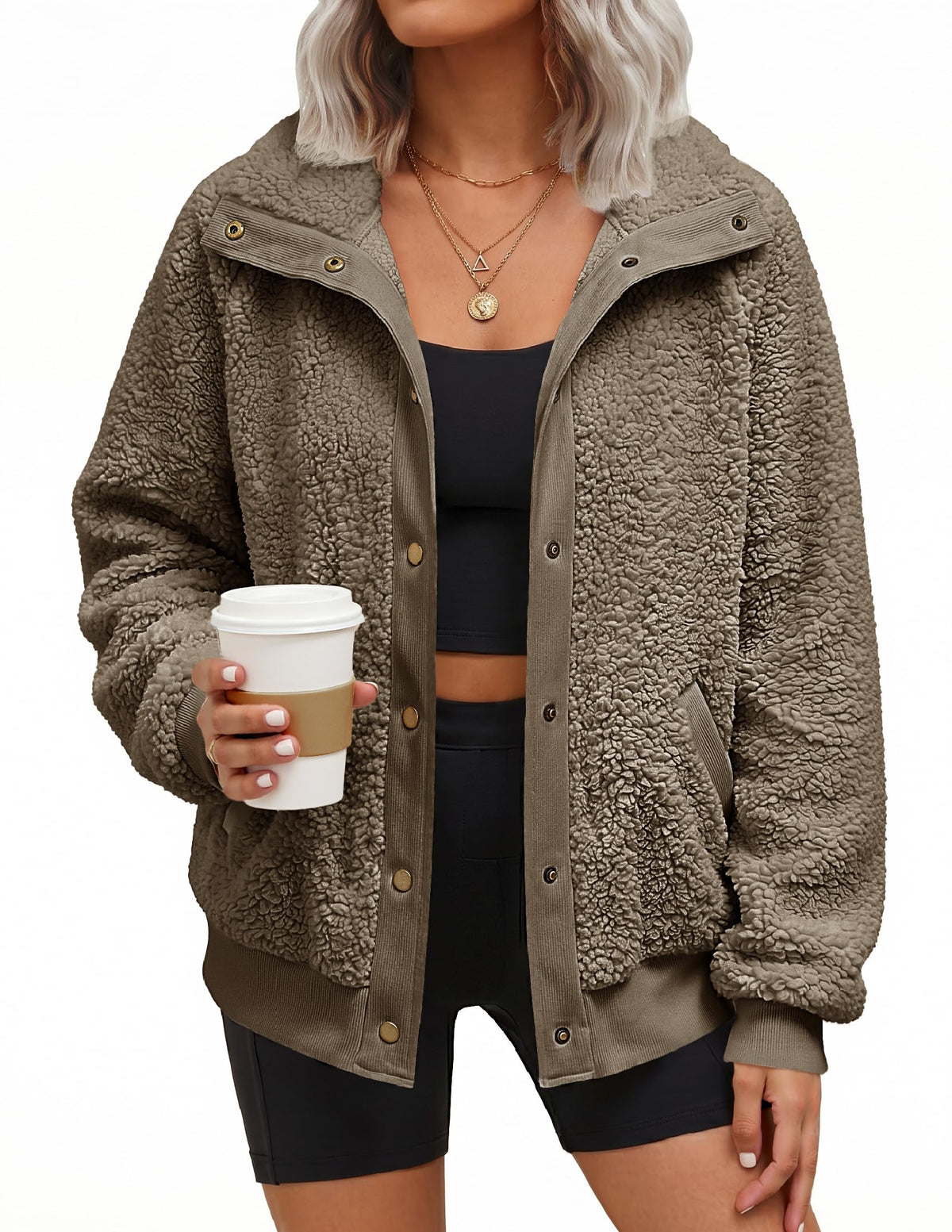 MEROKEETY Womens Sherpa Fleece Jacket 2026 Fall Casual Fuzzy Winter Coats