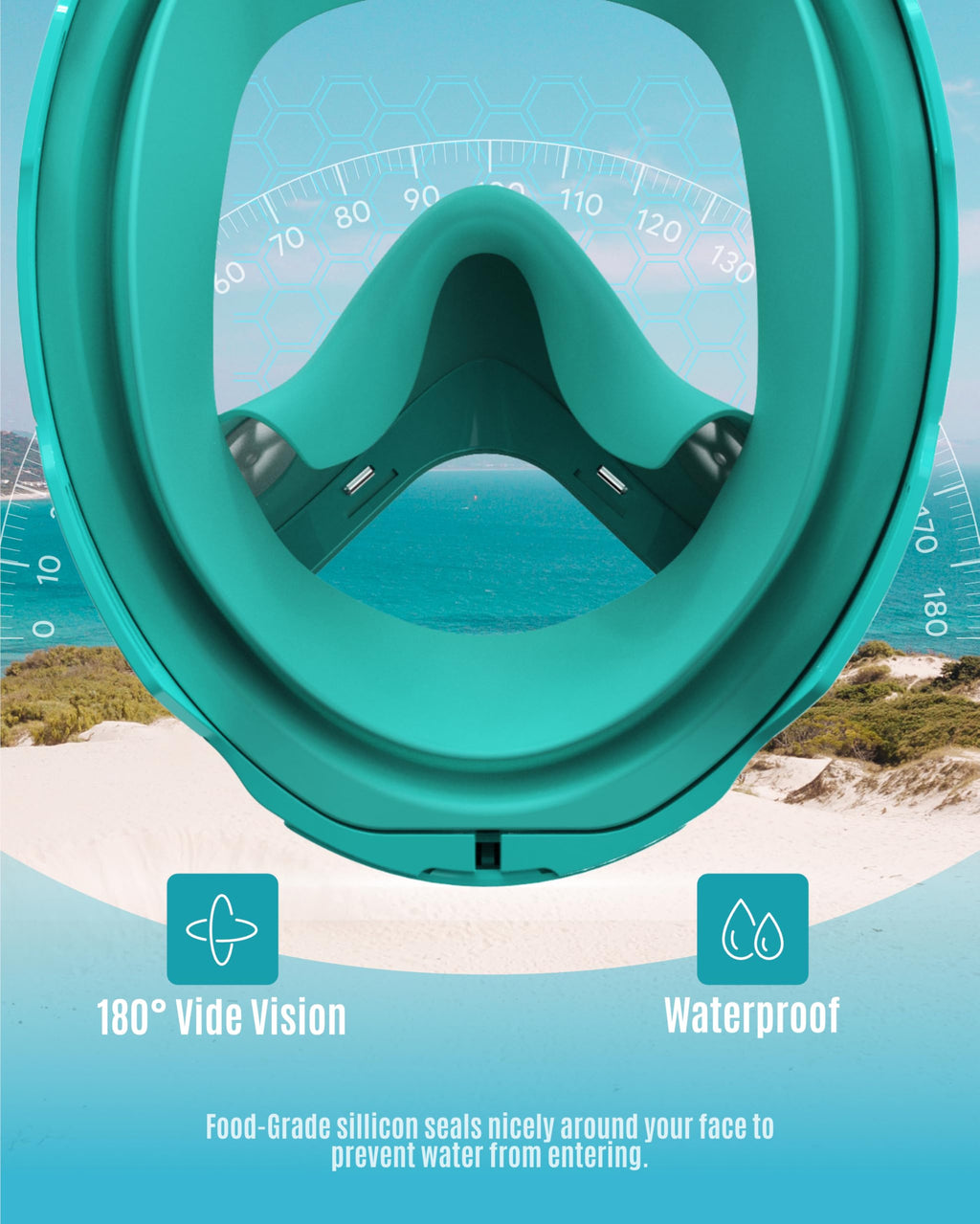 G2RISE Kids Snorkel Mask Full Face Snorkel Set, Snorkeling Gear for Kids with 180 Degree Panoramic View, Anti-Leak & Anti-Fog