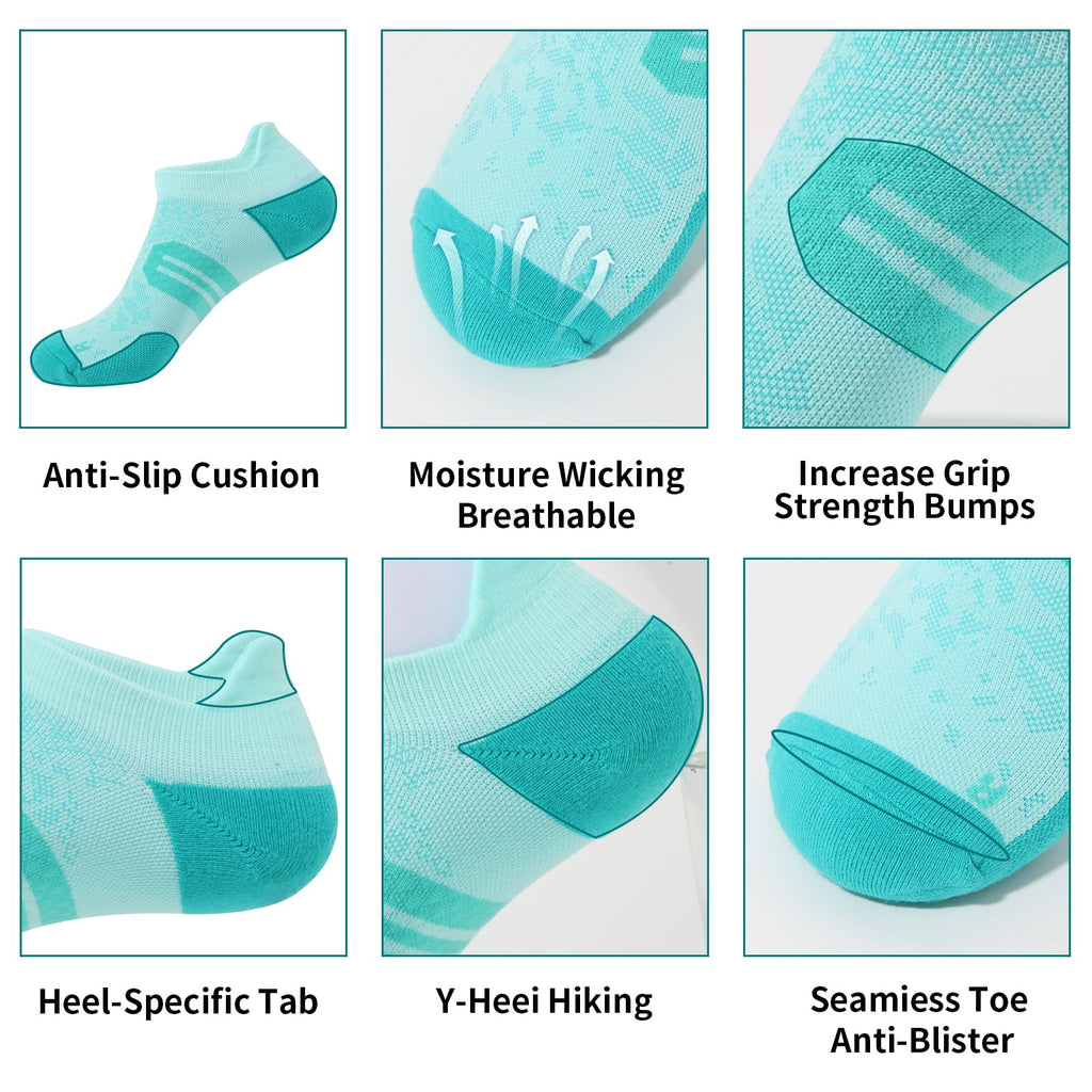 BUDERMMY Womens Ankle Compression Socks with Arch Support Athletic Low cut Running Socks for Women Workout Cushion 5 Pairs