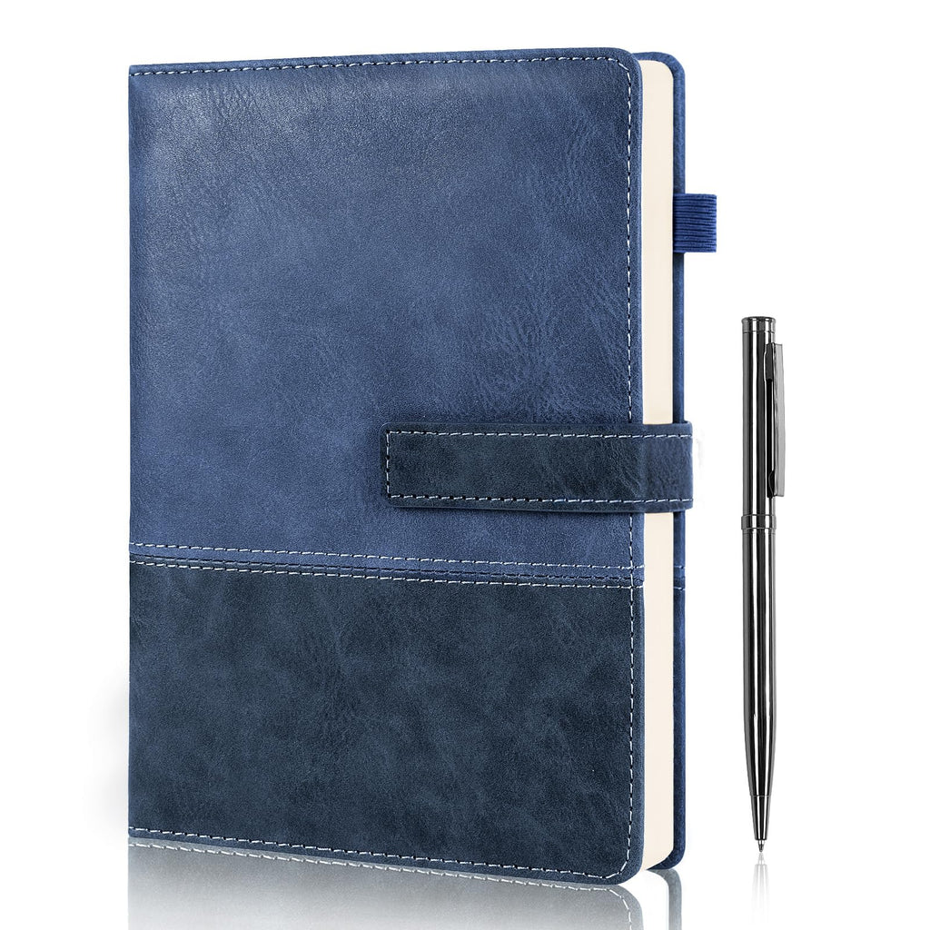 Leather Notebook Journal with Pen, A5 Lined Hardcover Notebook with Magnetic Closure, 240 Pages Daily Journal for Men Women, Ruled Journals Notebooks for Work, Writing, Note Taking - Black