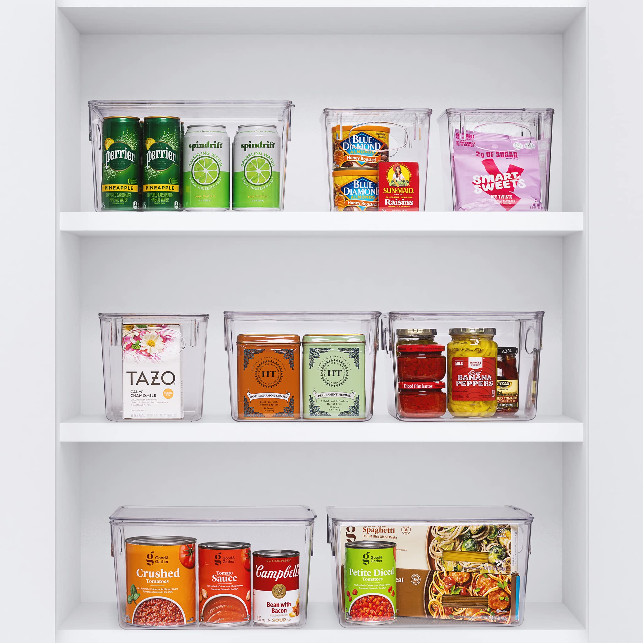 Sorbus Large Clear Plastic Storage Bins for Shelves, Clothes, with Handle - Clear Storage Bins, Drawer, Shelf, Closet, Pantry, Fridge, Freezer Organizer Bins, Closet Organizers and Storage (2 pack)