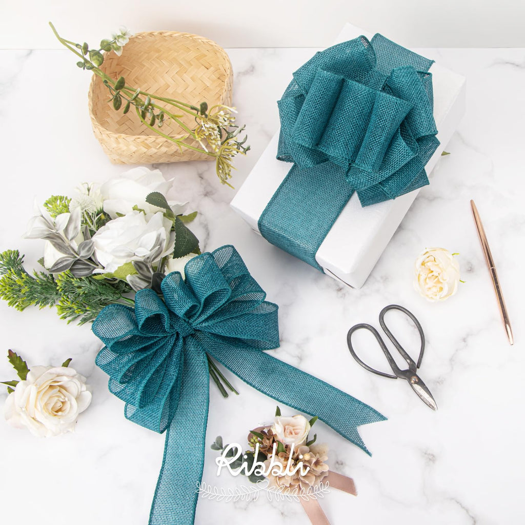 Ribbli Cinta con alambre de arpillera verde manzana, 1-1/2 pulgadas x 10 yardas, cinta con borde con alambre para lazo grande, corona, decoración de árbol, decoración al aire libre