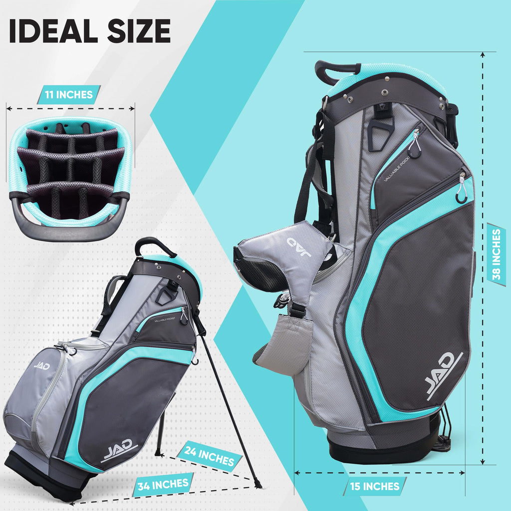 JAD Lightweight Womens Golf Bag, Golf Stand Bag for Women/Ladies, 14-Way Top Dividers, Ultra Lightweight, Large Pockets for Accessories, Durable Water Resistant