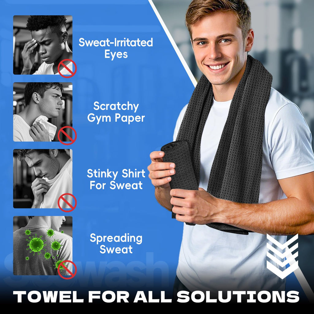Microfiber Gym Towels for Showering Working Out Quick Dry Negative ions Large Middle Small Sizes Lightweight Gym Towel for Men Women Tennis Sports Towels for Body Hot Yoga Fitness Essentials