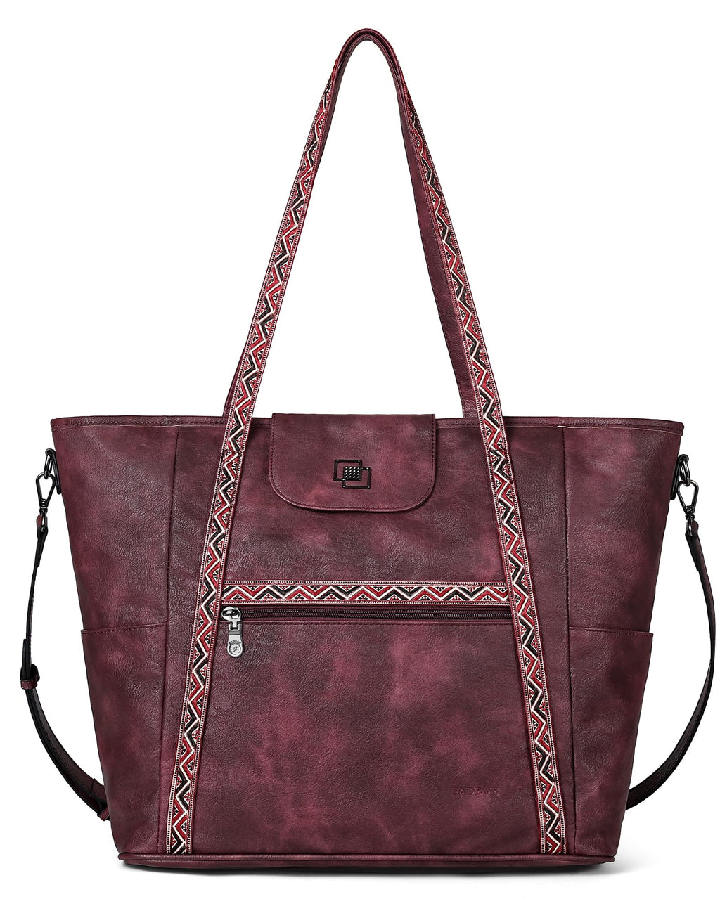FADEON Large Laptop Tote Bag for Women Designer Leather Laptop Bag Fashion Travel Backpack Purse Shoulder Handbag