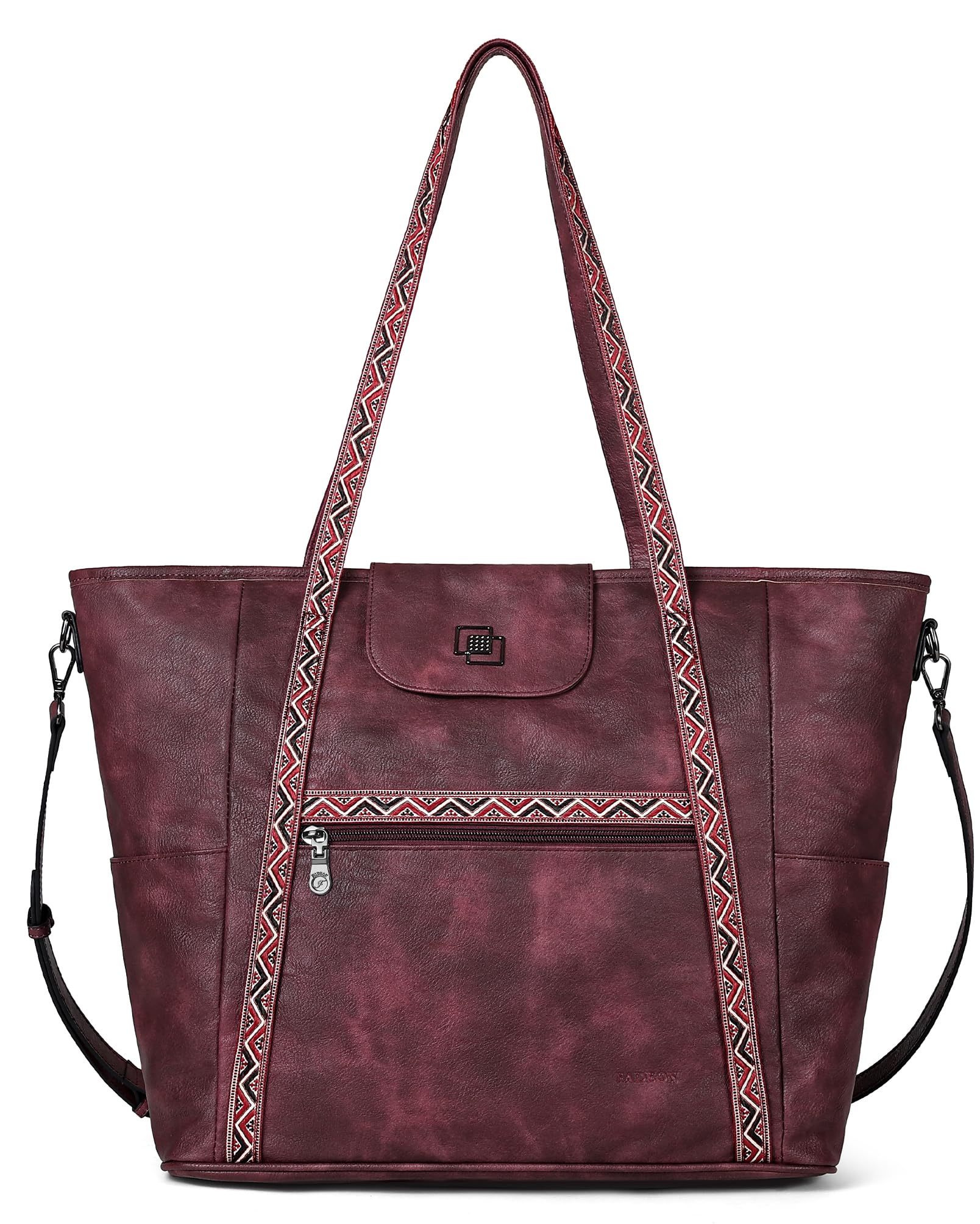FADEON Large Laptop Tote Bag for Women Designer Leather Laptop Bag Fashion Travel Backpack Purse Shoulder Handbag