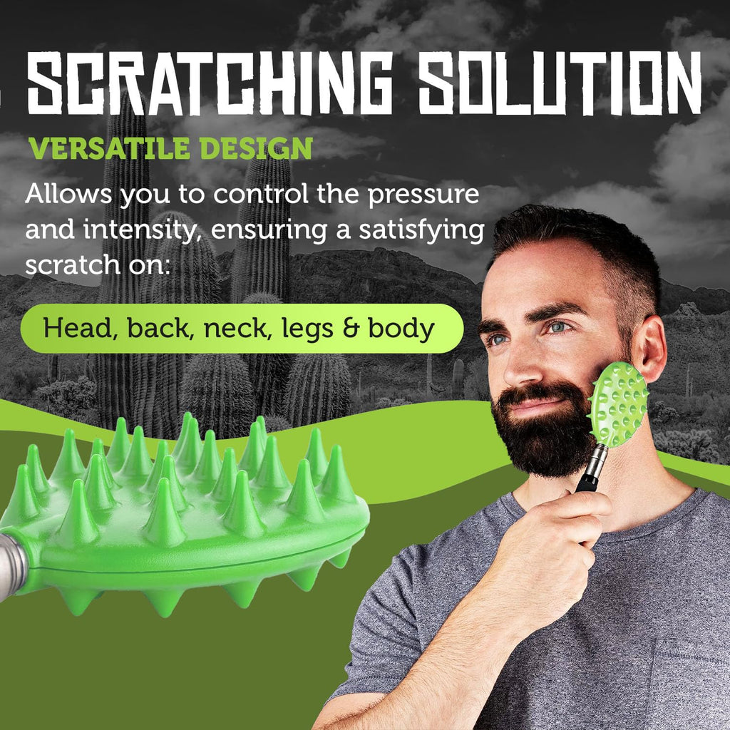 Cactus Scratcher Extendable Big Stick Back Scratcher - Extends 29" Long Double Sided Retractable Scratching Tool for Hand, Neck, Head, and Body - Universal Gift for Family, Pets, and Friends, Glow