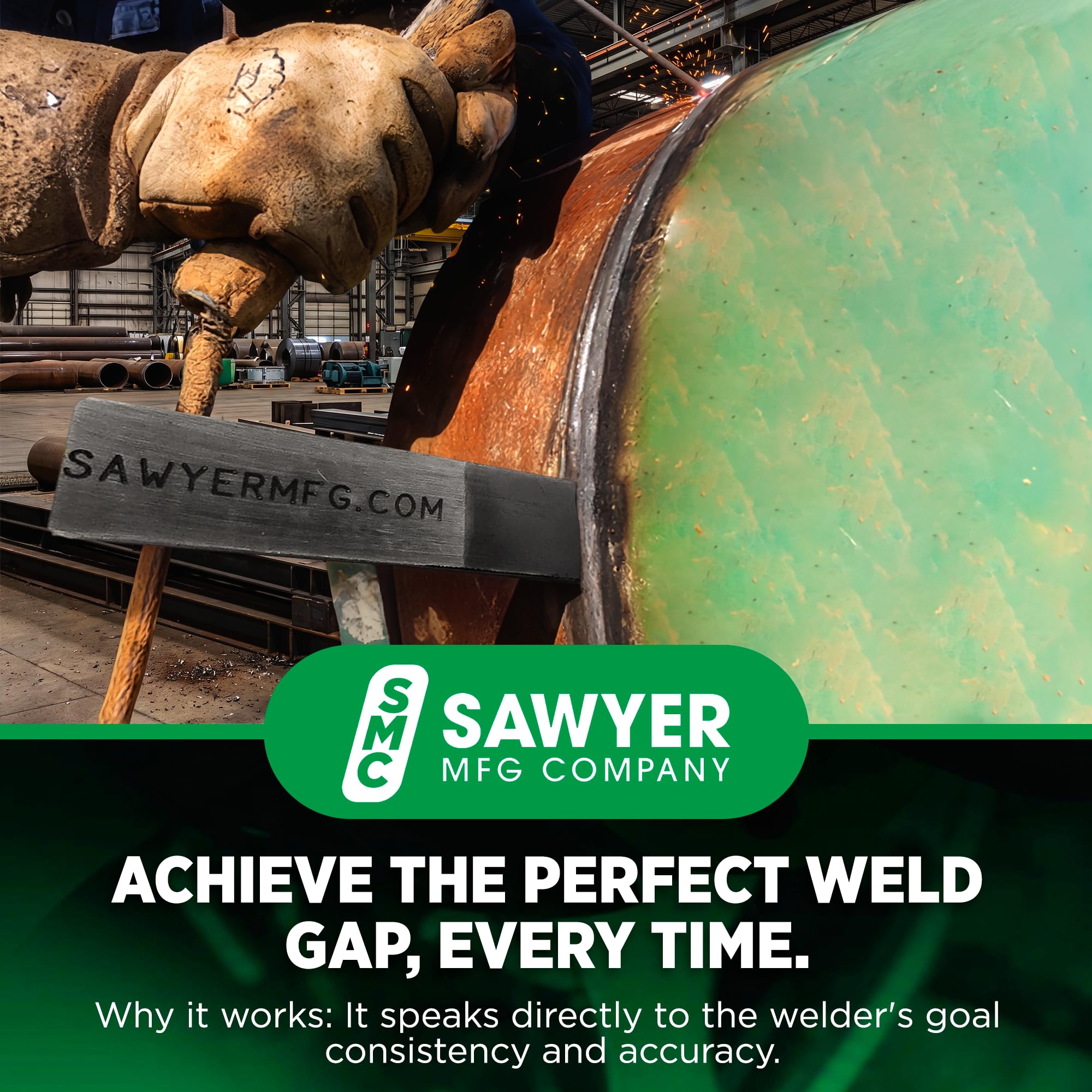 Sawyer Mfg Company 4" Welding Wedge – Precision Steel for Pipe Fitting and Metalwork for Accurate Gap Adjustment, Ideal for Pipefitters, TIG, Ironworkers, Gutter Installation and Metal Spacers – Small