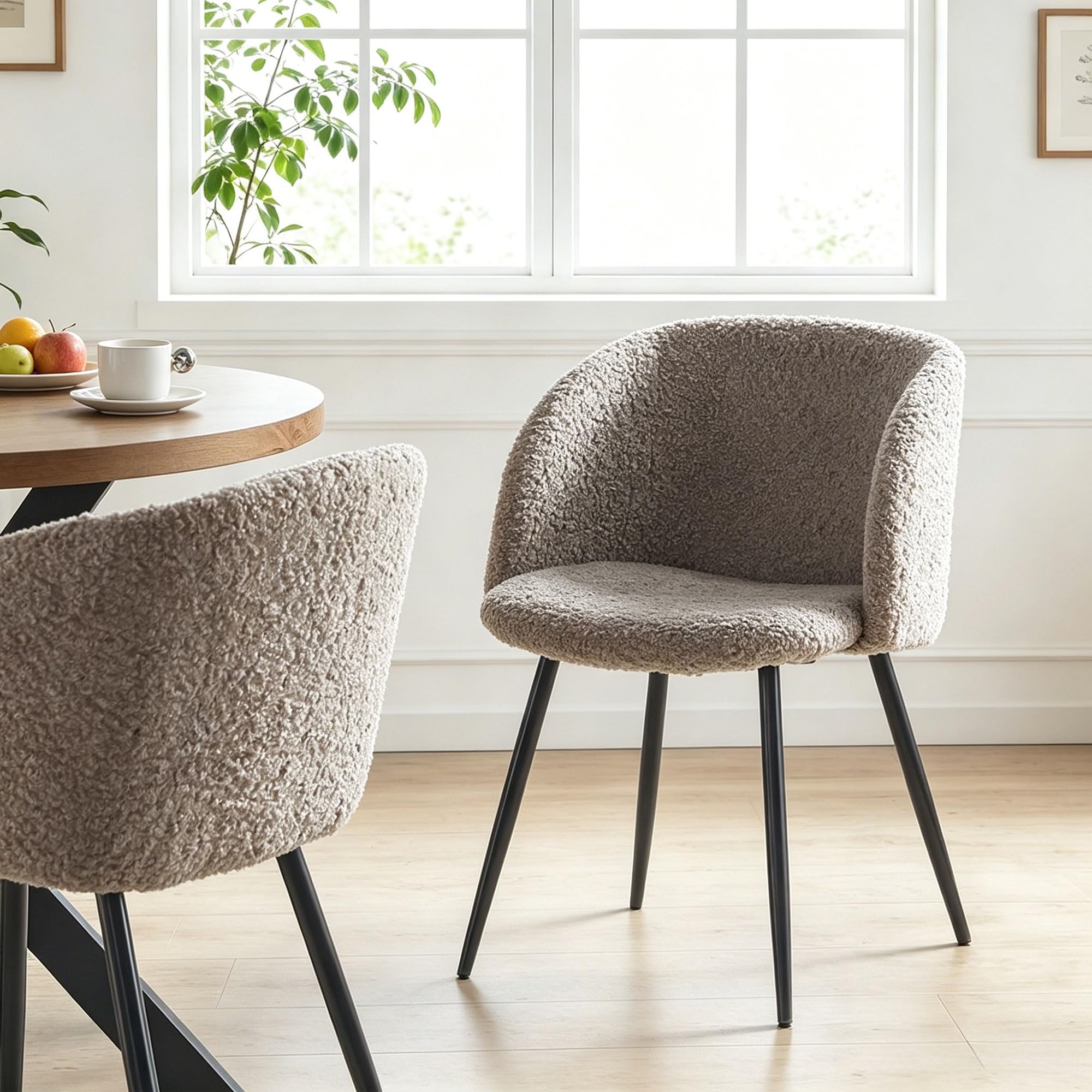 Homedot Dining Table Set for 2 with Black Dining Chairs, 3-Piece Compact Kitchen Table Set for Small Spaces, Rustic Brown Round Table Wooden with Upholstered Dining Side Chairs for Living Room
