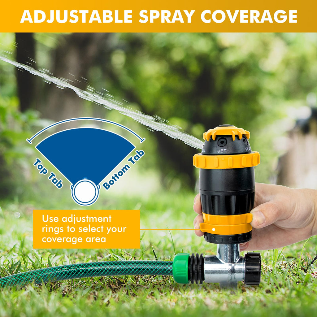 RESTMO Gear Drive Sprinkler with Metal Spike Base, 5-Pattern Heavy Duty Gardening Watering System, Multi-Adjustable Lawn Sprinkle for Garden Plant, Flower Bed and Large Yard Area Watering, Gray