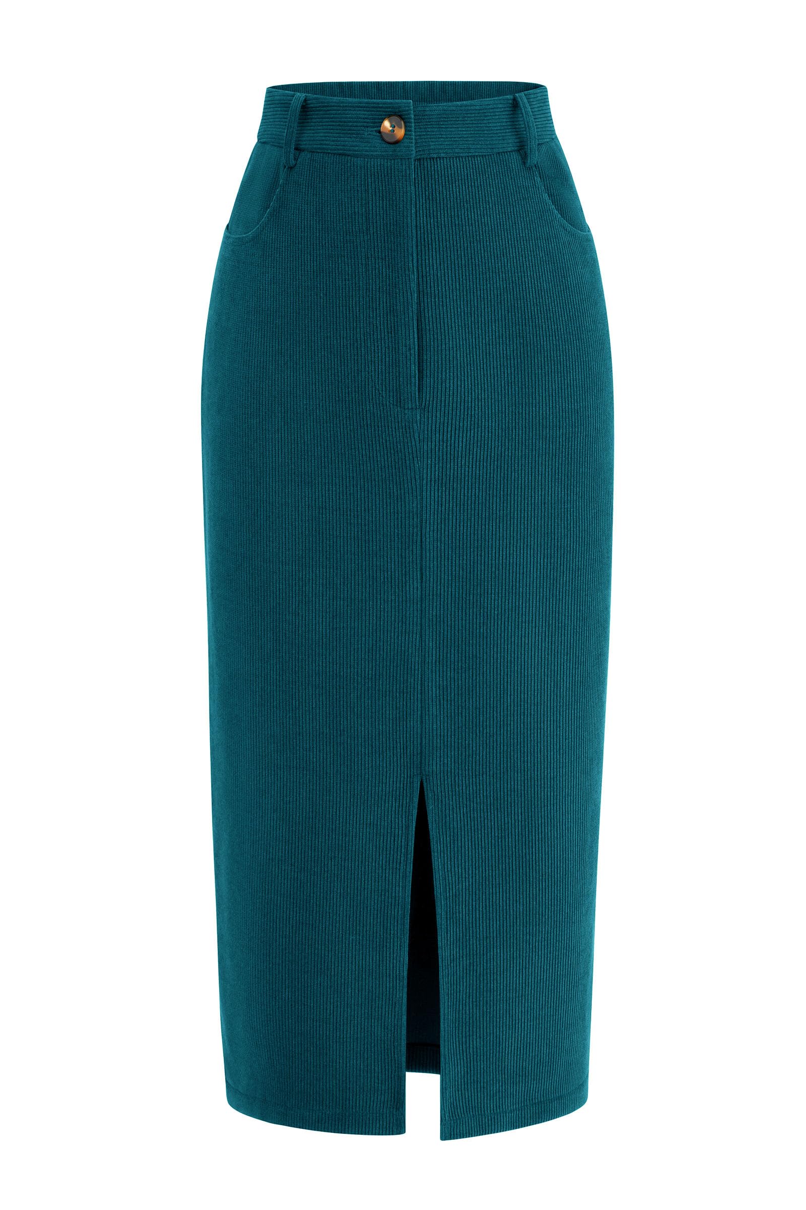PRETTYGARDEN Corduroy Skirt Women Fall Midi Pencil Skirts | High Waisted Fashion Bottoms, Trendy Front Slit, Pockets, Comfy Dressy Clothes for Winter Casual Outings, Date Nights & Work