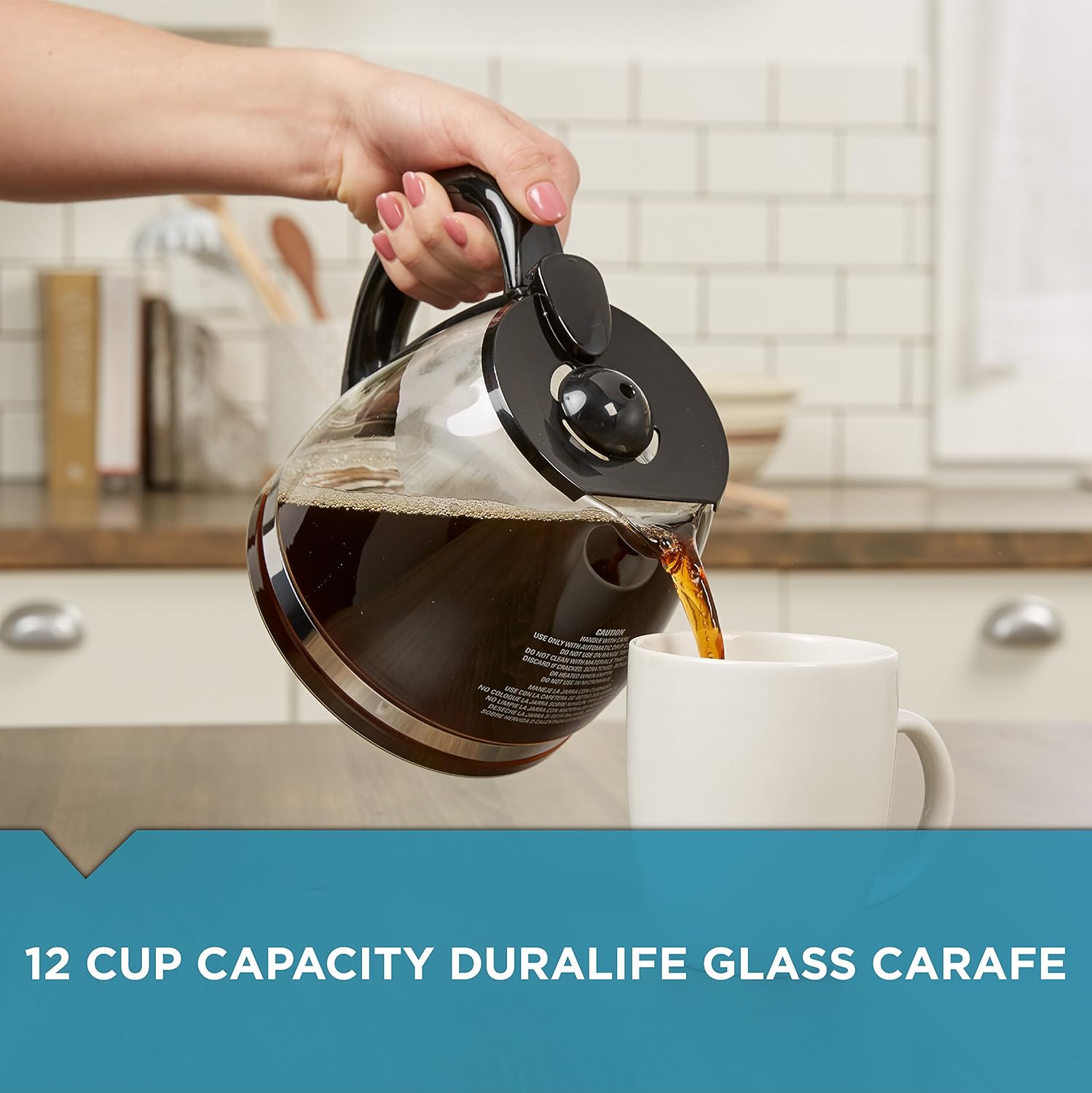 Black+Decker GC3100B TC1200B 12-Cup Replacement Carafe, Black Handle
