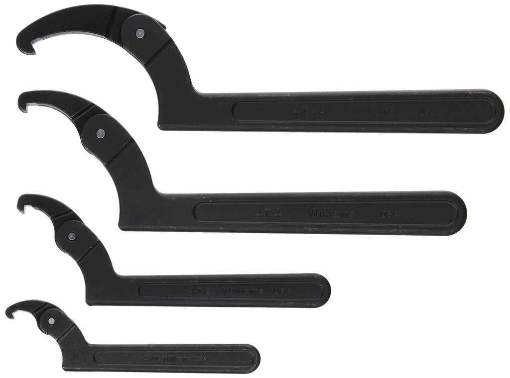 Williams JHW472 Adjustable Hook Spanner Wrench with Span Diameter of 1-1/4 to 3-Inch, Ideal for Adjusting Collars, Lock Nut Rings, and Bearings