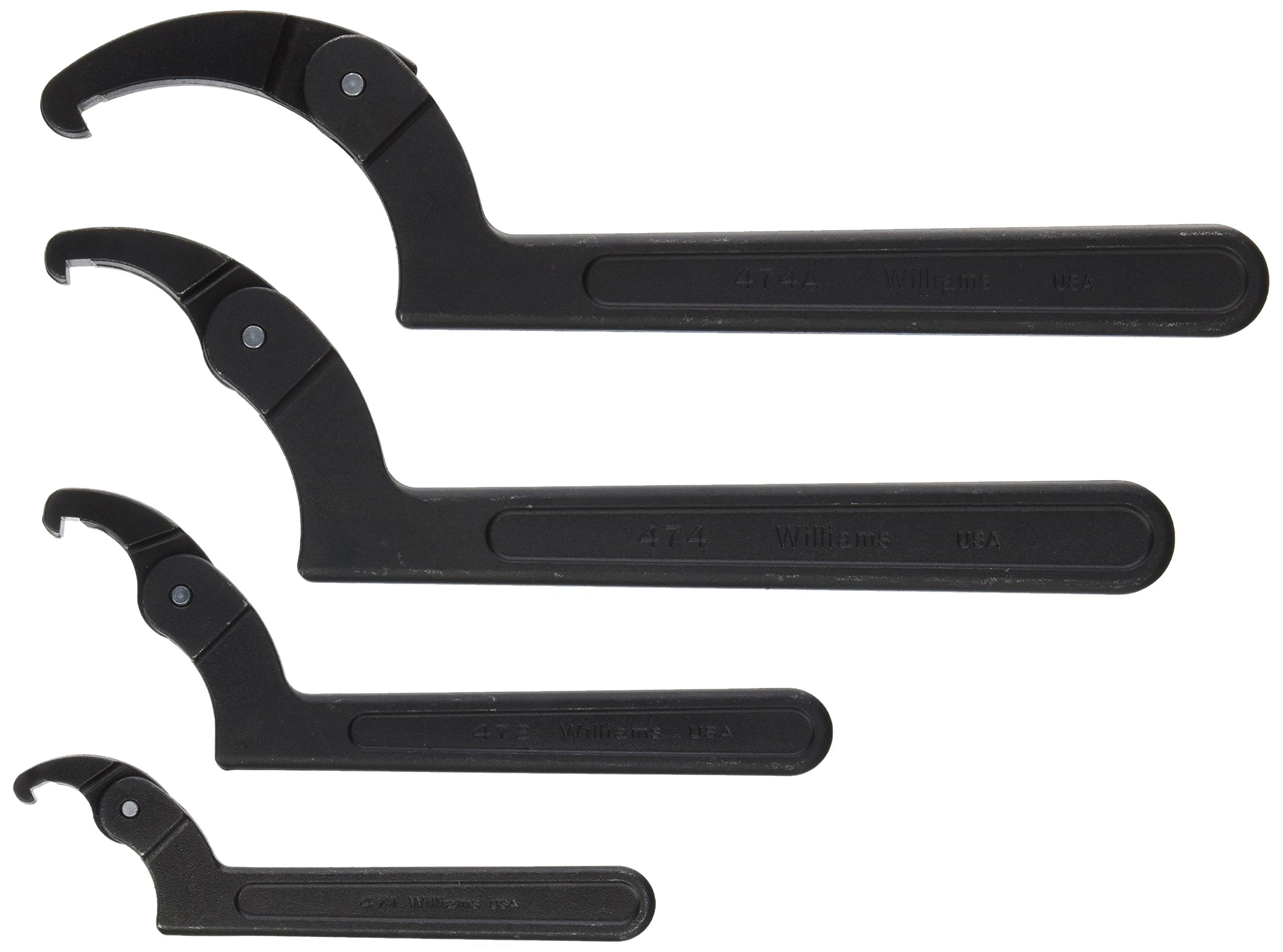 Williams JHW472 Adjustable Hook Spanner Wrench with Span Diameter of 1-1/4 to 3-Inch, Ideal for Adjusting Collars, Lock Nut Rings, and Bearings