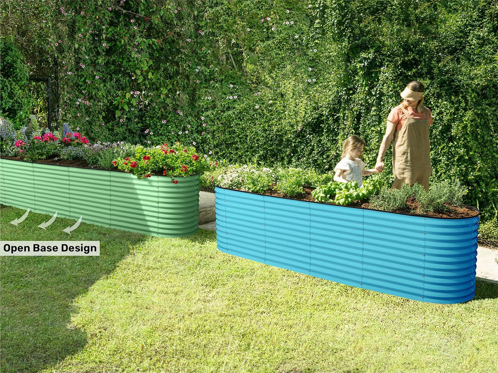 9-in-1 Galvanized Steel Raised Garden Bed // 8×2×1.5 ft Modular Planter for Gardening, Vegetables, Flowers // 18" Tall Metal Raised Garden Beds Outdoor (Dark Green) // Patented Design Planter Box