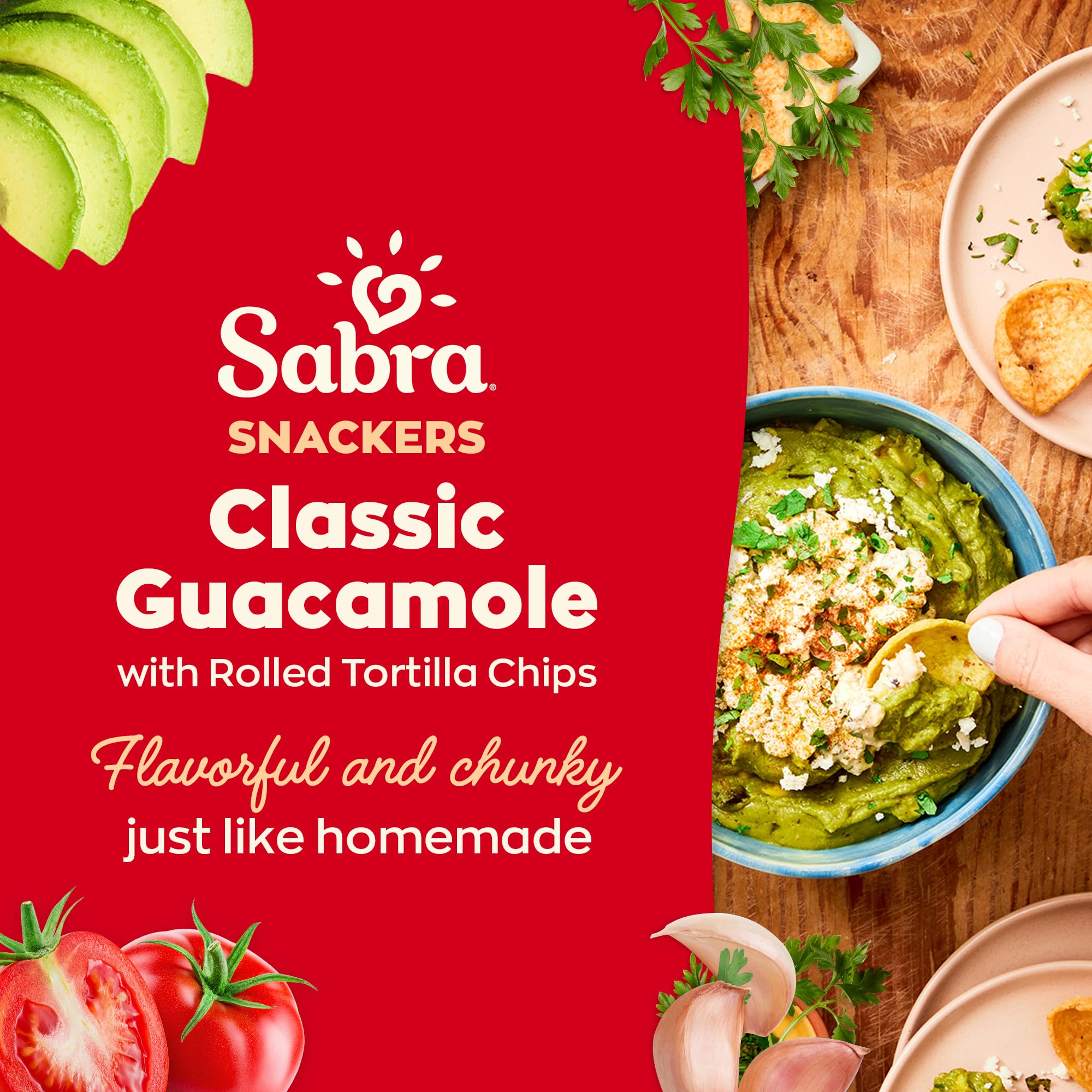 Sabra Snackers Guacamole Dip with Rolled Tortilla Chips, 2.8 Oz - Individual Guacamole Cup for On the Go Snack Packs -Dairy-Free, Kosher & Gluten-Free