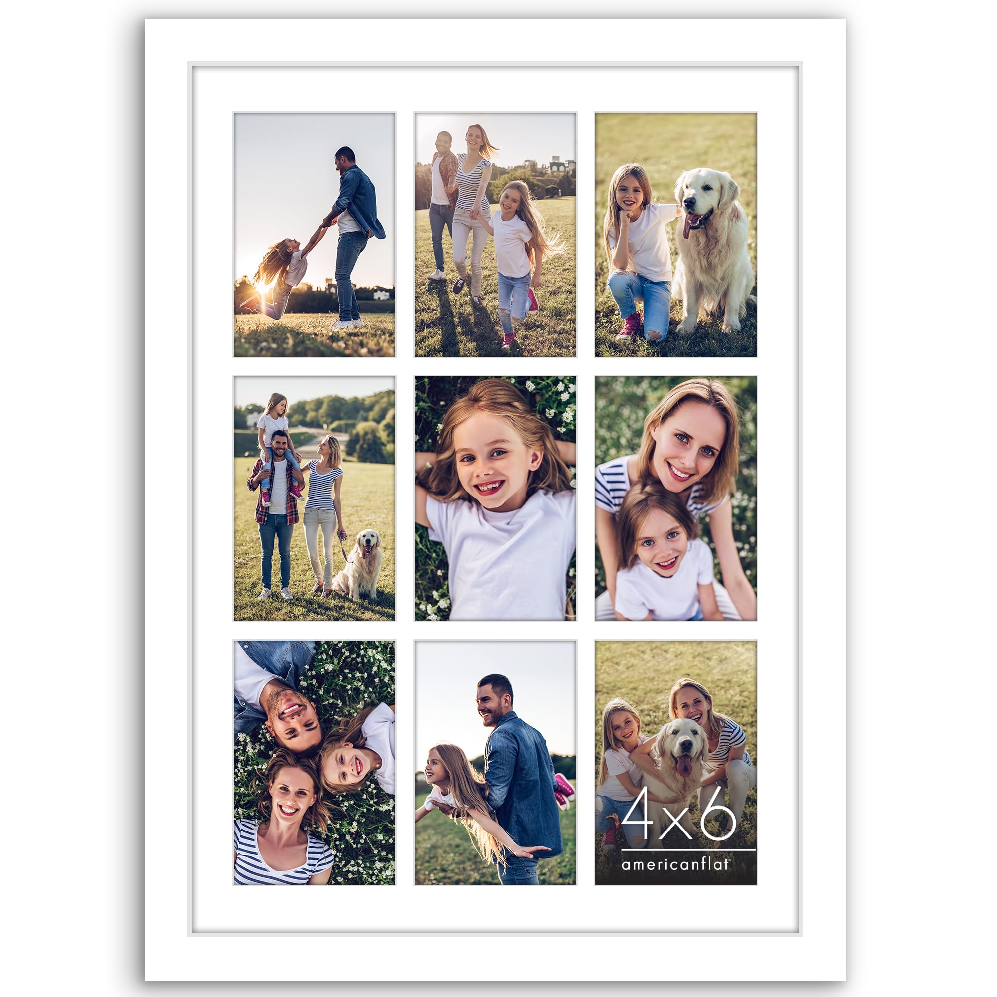 Americanflat 4x6 Double Picture Frame with Shatter-Resistant Glass - Fits Two 4x6 Photos or use as One 6x14 Frame - Signature Collection - Collage Frames for Tabletop and Wall Display - Black