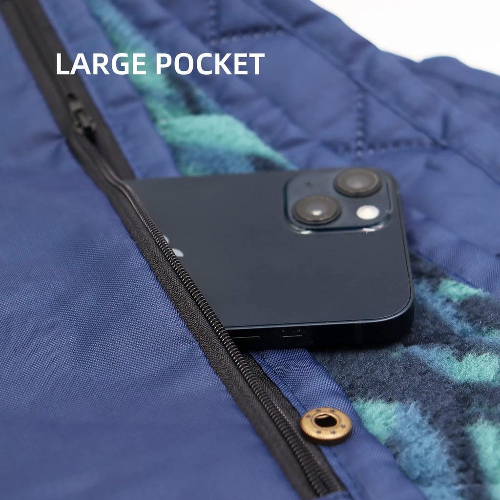 Large Outdoor Waterproof Blanket Extra Thick Fleece Stadium Blanket for Camping, Car, Pet, Picnics - Windproof, Wearable, Machine Washable 80" x 58" (Black Check)
