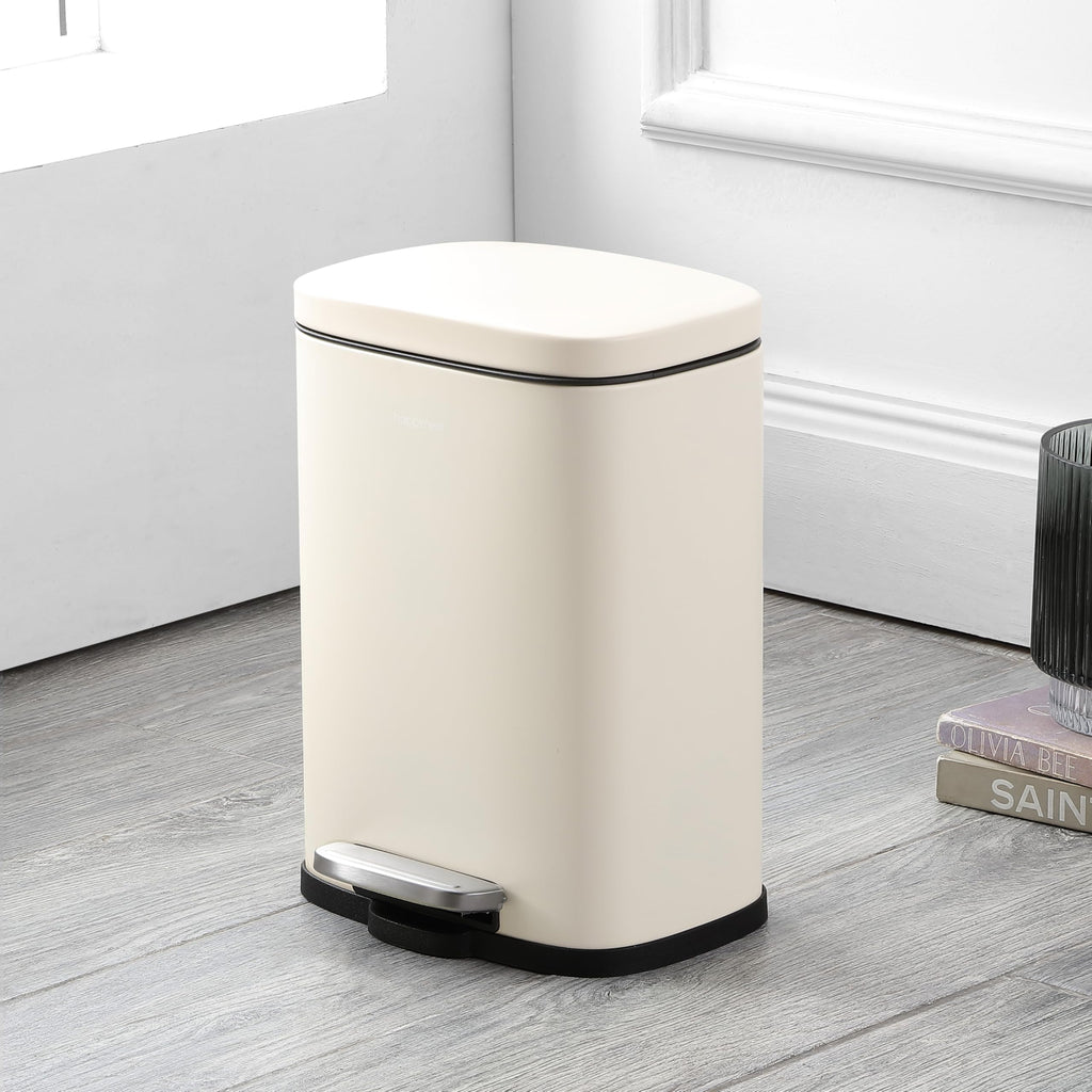 happimess HPM1006B Connor Rectangular 13-Gallon Trash Can with Soft-Close Lid and Free Mini Trash Can, Fingerprint Resistant, Modern, Minimalistic for Home, Kitchen, Office, Bathroom, Black