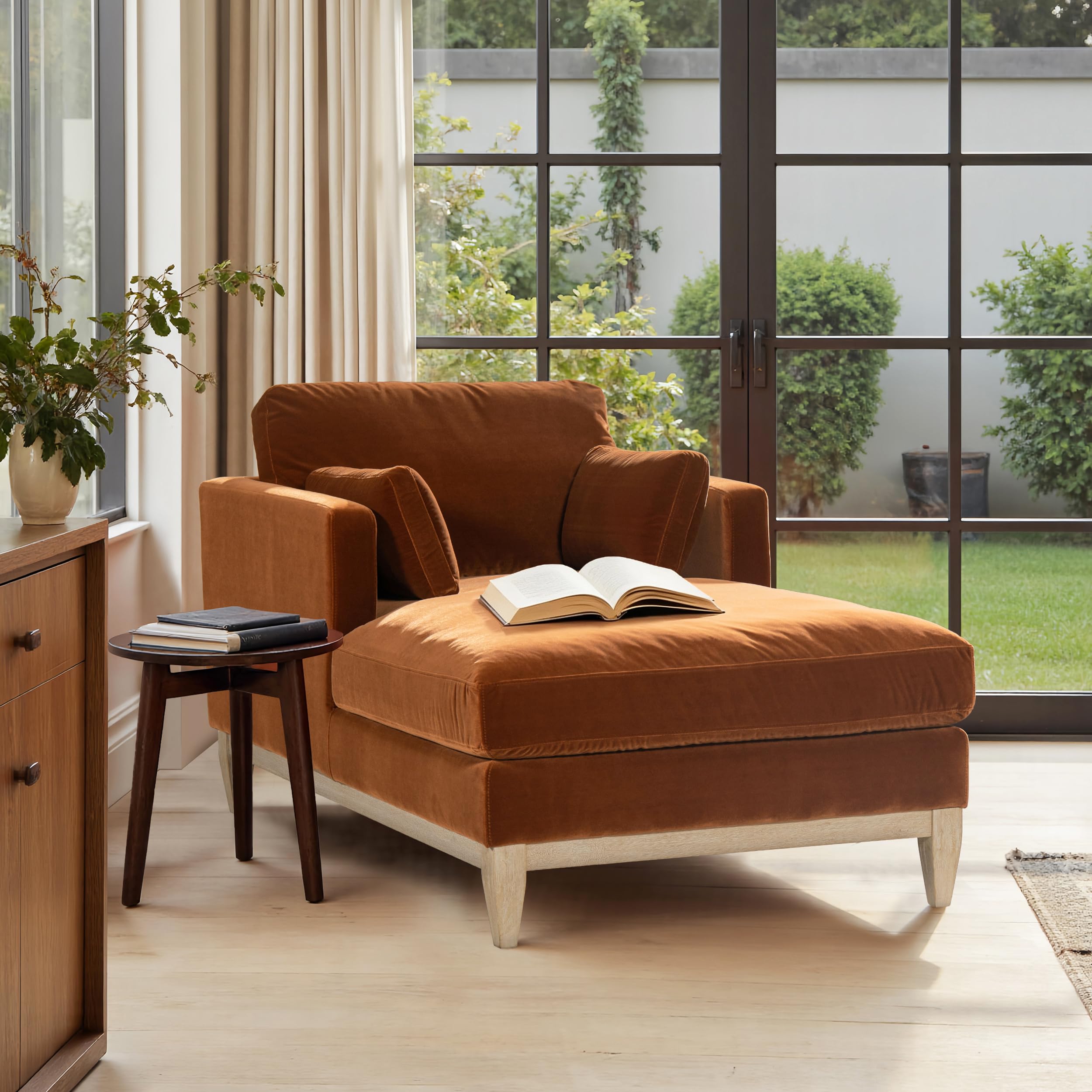 Jennifer Taylor Home Knox 84" Modern Farmhouse Performance Velvet Fabric Living Room Sofa Couch in Burnt Orange