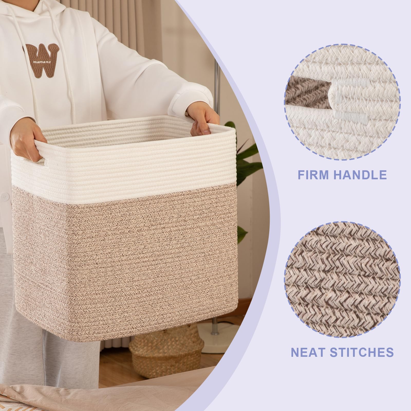 OIAHOMY Storage baskets for Shelf, Toy Storage Basket, Collapsible Storage Bins, Blanket Basket Living Room, Closet Storage for Bedroom, 15 x 9.8 x 11.8 Inches-Pack of 2-Brown, FSB-H-P-02