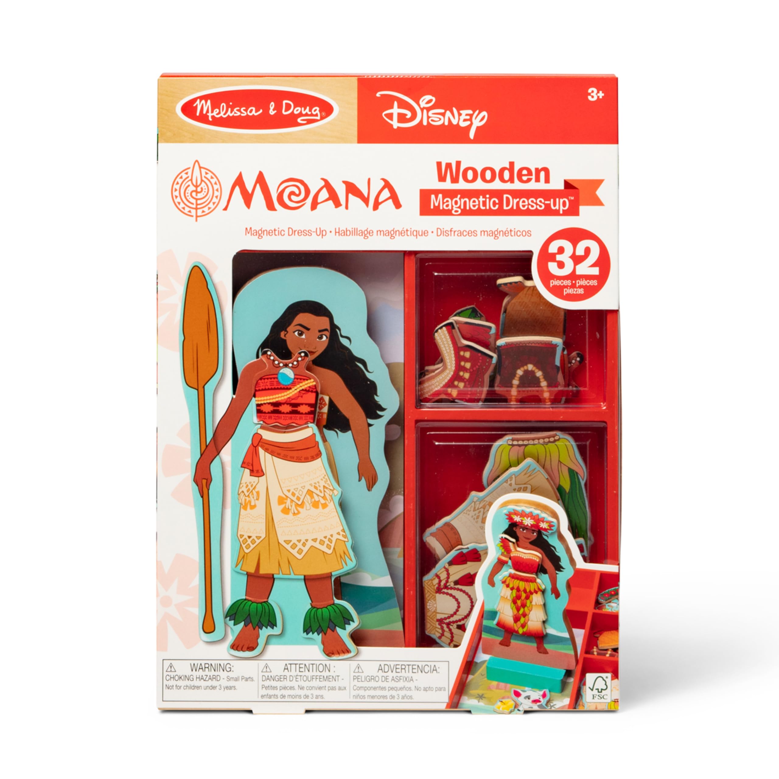 Melissa & Doug Disney Princess Ariel Magnetic Dress-Up Wooden Doll Pretend Play Set (30+ Pieces)