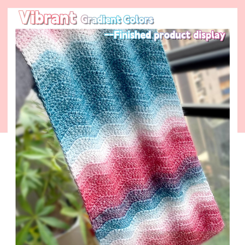 Katech Fairyland Yarn for Crocheting Knitting-Gradient Yarn Cake-4 Pack of 100g/3.52 oz-Soft DK Light Weight #3-60% Cotton 30% Acrylic 10% Wool-Perfect for Scarves, Shawls, Blankets and Garments(A)