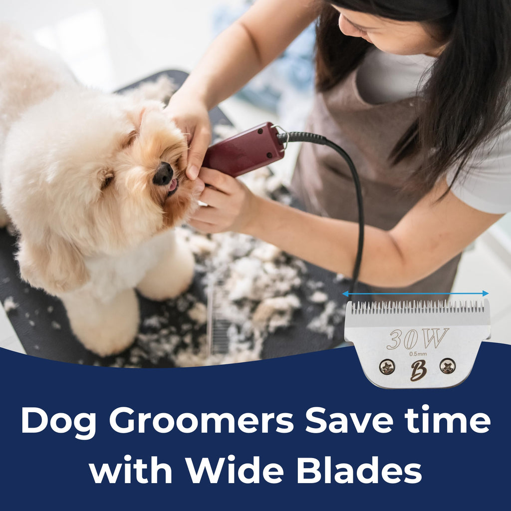 Detachable A Series Wide 10 Blade Dog Grooming Cut Length 3/32" - 2.4mm Japanese Carbonized Steel Wide Grooming Blades Compatible A5 Series Clippers for Dogs(10W)