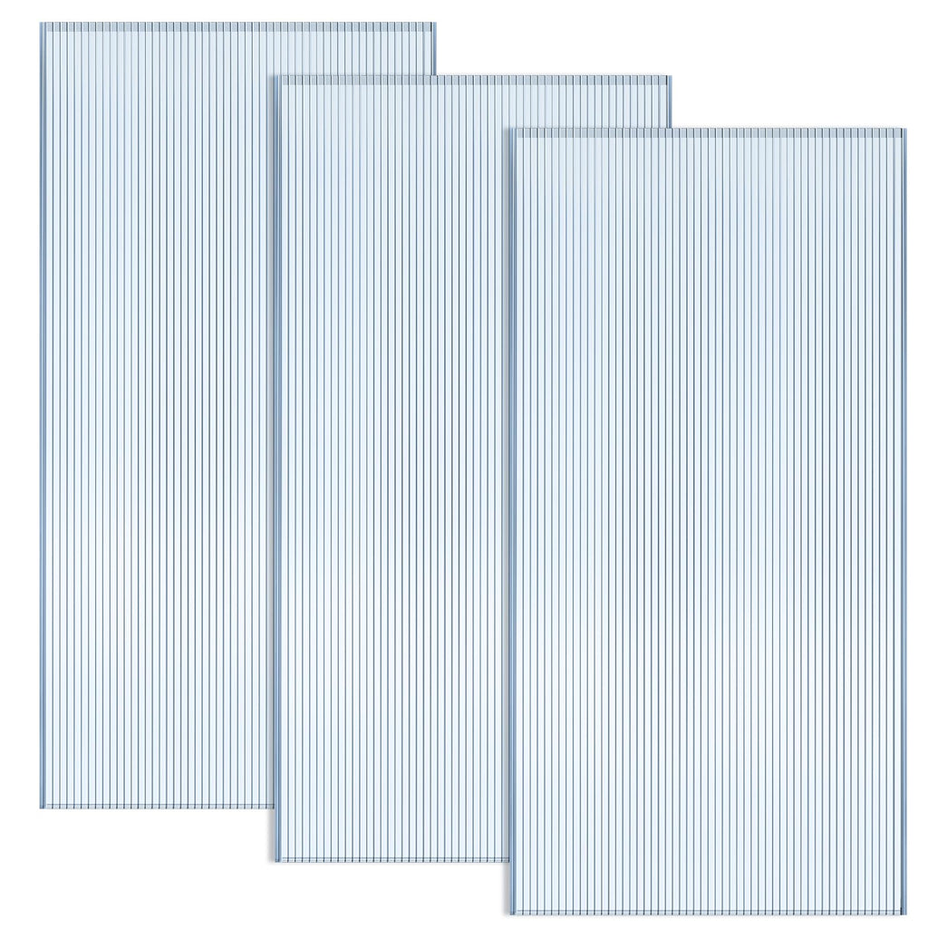 Hotop 3 Pcs Polycarbonate Greenhouse Panels Double Layer Polycarbonate Panels Waterproof UV Protected Sheet Corrugated Plastic Roof Greenhouse Replacement Cover (4' X 2' X 0.24")