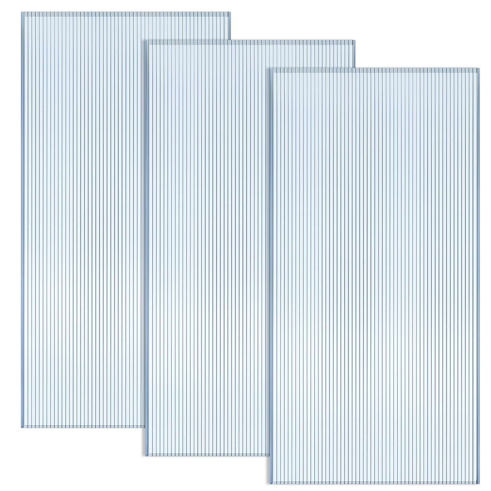Hotop 3 Pcs Polycarbonate Greenhouse Panels Double Layer Polycarbonate Panels Waterproof UV Protected Sheet Corrugated Plastic Roof Greenhouse Replacement Cover (4' X 2' X 0.24")