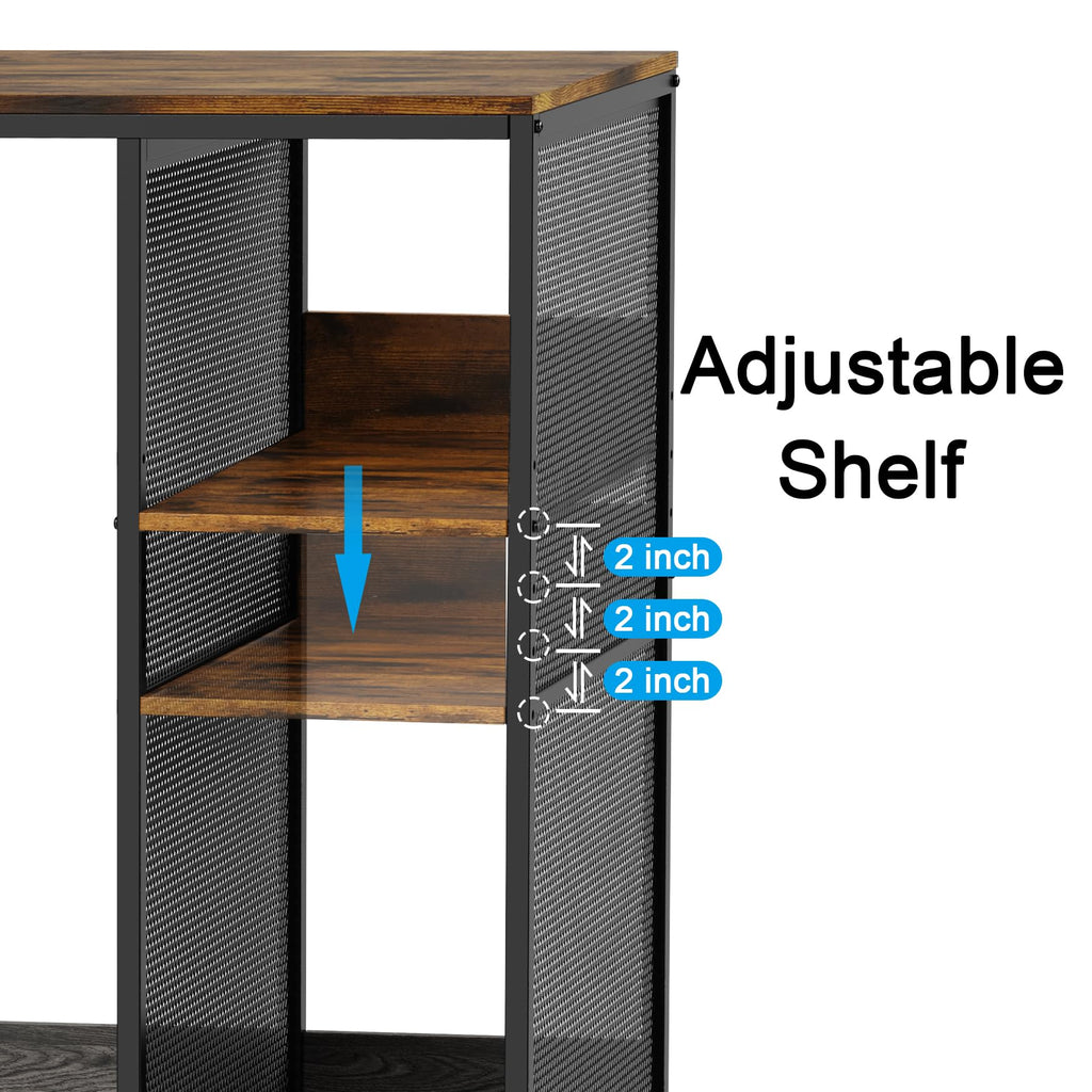 KirKical 3-Tier Coffee Bar Cabinet with Mini Fridge Space, Heavy-Duty Rustic Grey Microwave Stand Baker Rack, Utility Storage Organizer Shelf for Home Kitchen Dorm, Slate Grey